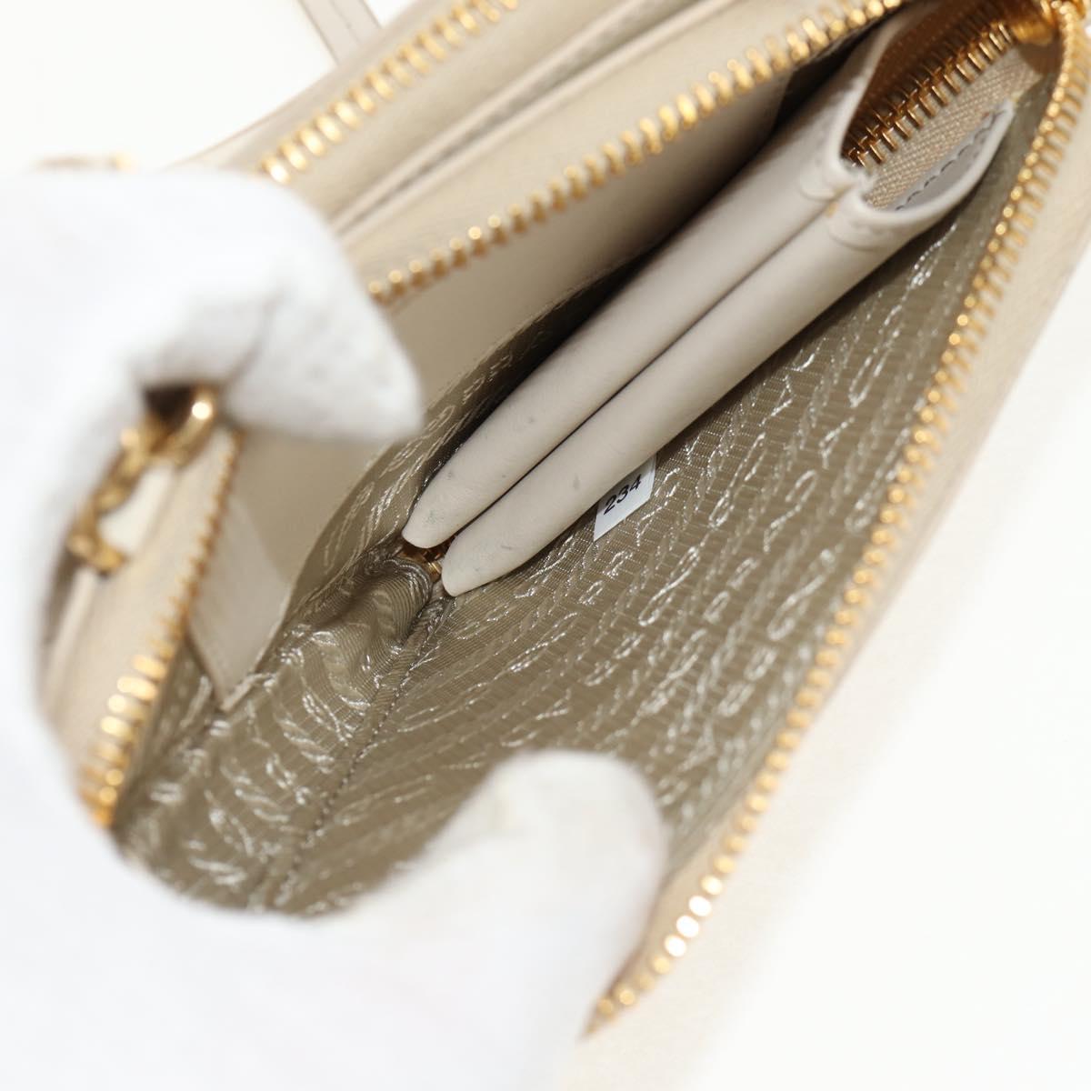 PRADA Triangle Mini Pouch Enamel 2way Ivory Gold 1NR015 Auth 147726M