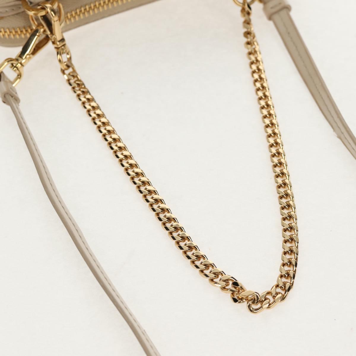 PRADA Triangle Mini Pouch Enamel 2way Ivory Gold 1NR015 Auth 147726M