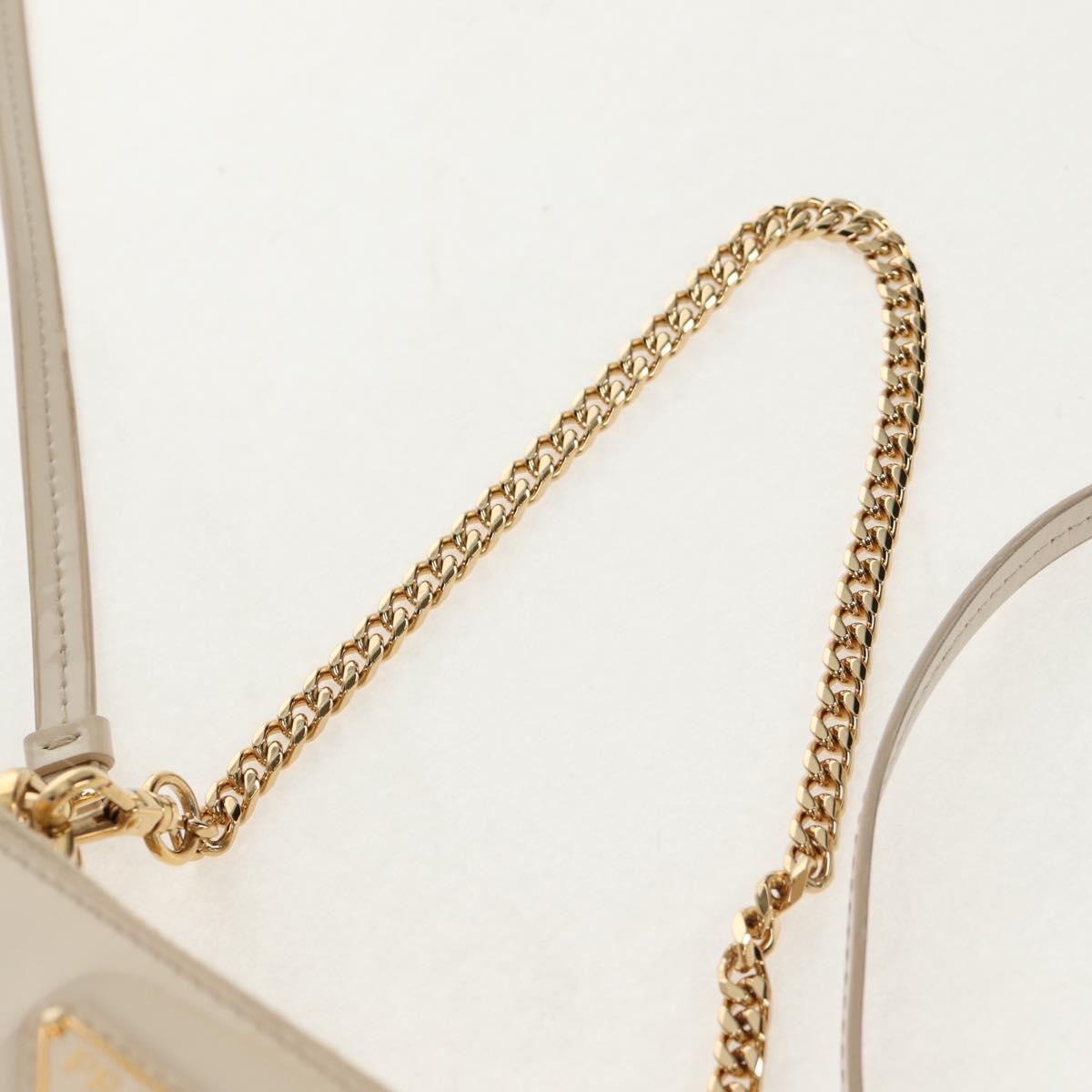 PRADA Triangle Mini Pouch Enamel 2way Ivory Gold 1NR015 Auth 147726M