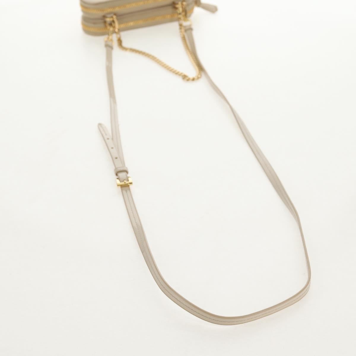 PRADA Triangle Mini Pouch Pouch Patent 2way Ivory Gold 1NR015 Auth 147726M