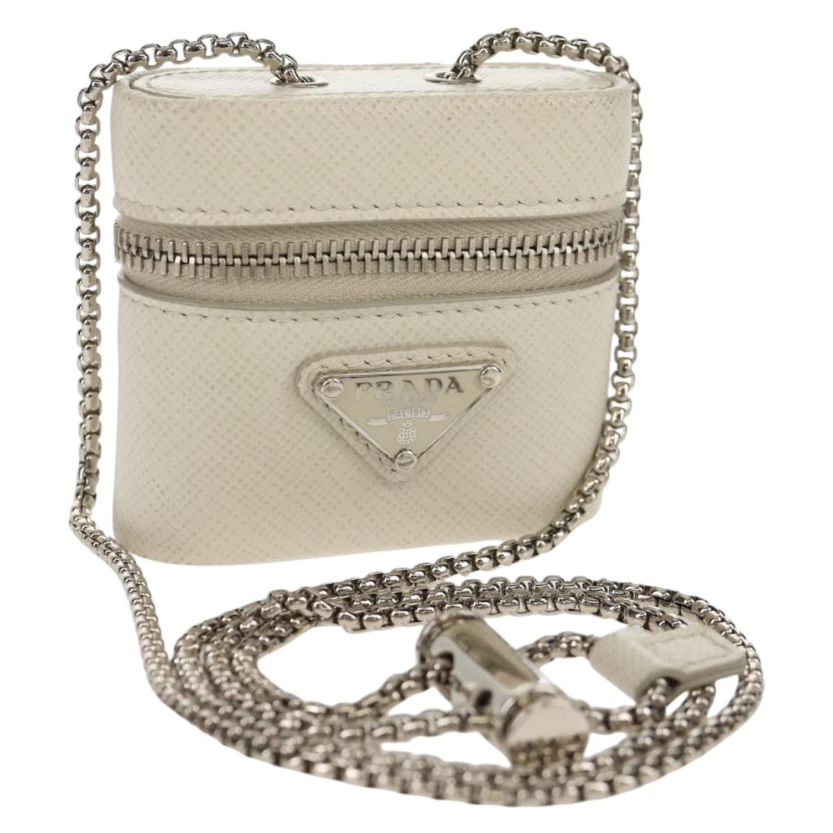 PRADA Chain Pouch For AirPods Pro Earphone Case Safiano 1NR009 Auth 147728M