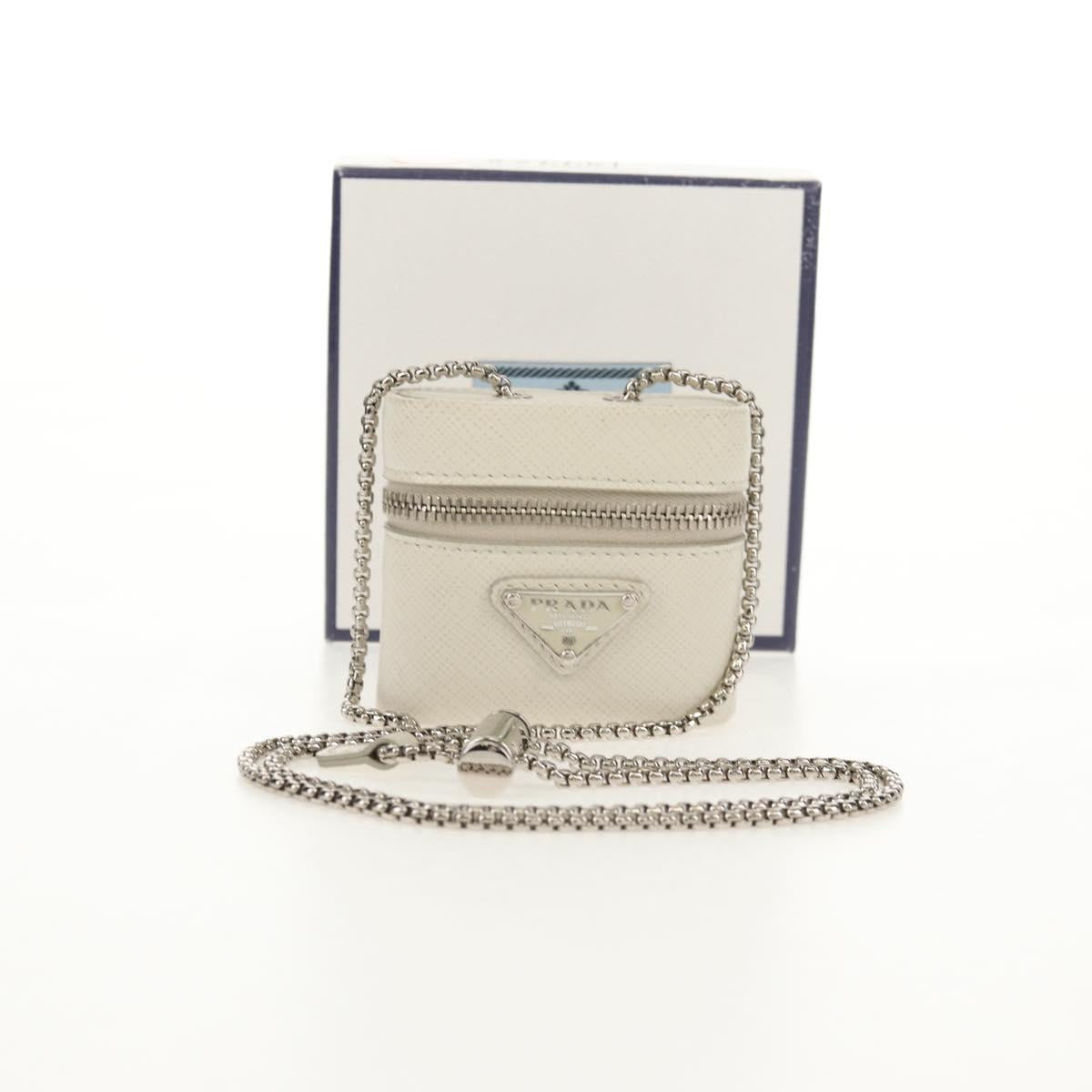 PRADA Chain Pouch For AirPods Pro Earphone Case Safiano 1NR009 Auth 147728M