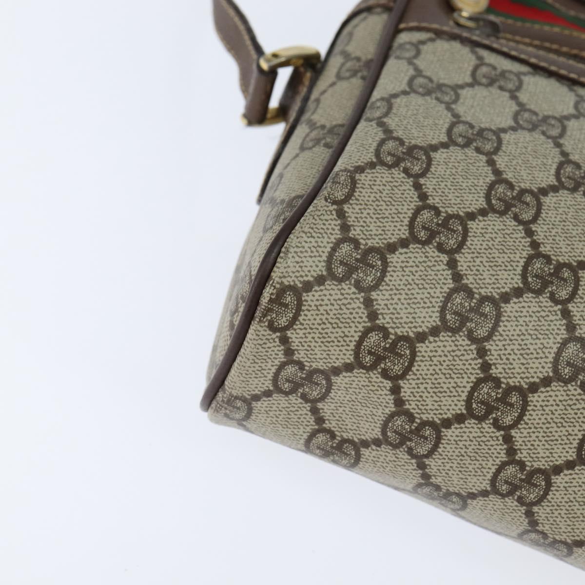GUCCI GG Supreme Web Sherry Line Bag PVC Beige Gold 40 02 088 Auth 147770