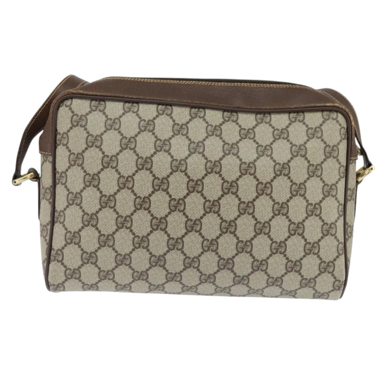 GUCCI GG Supreme Web Sherry Line Bag PVC Beige Gold 40 02 088 Auth 147770