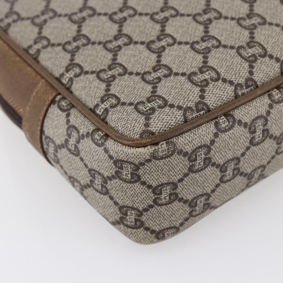 GUCCI GG Plus Supreme Clutch Bag PVC Beige Gold Auth 147771