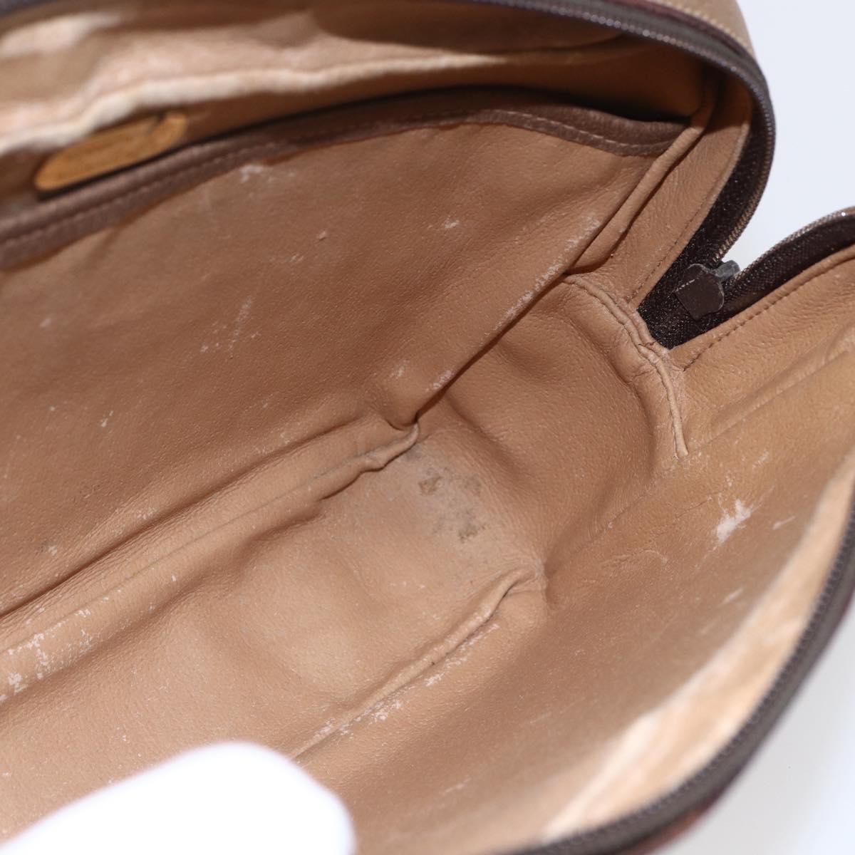 GUCCI GG Plus Supreme Clutch Bag PVC Beige Gold Auth 147771