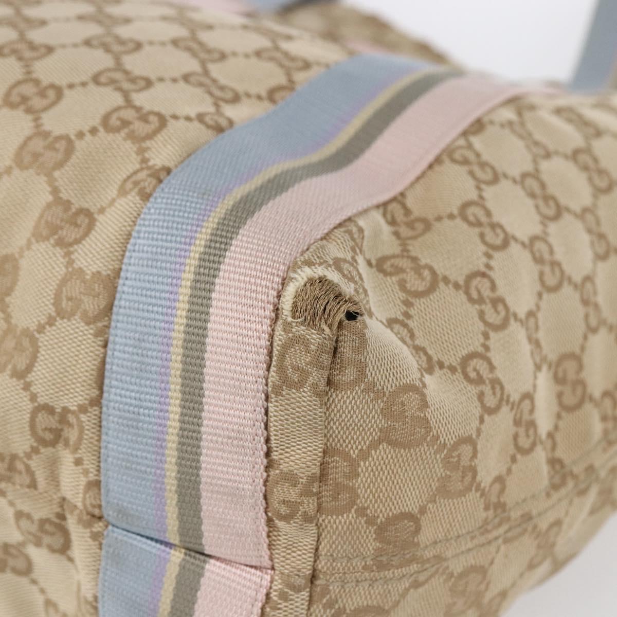GUCCI GG Canvas Sherry Line Tote Bag Beige Pink Light blue 189669 Auth 147773