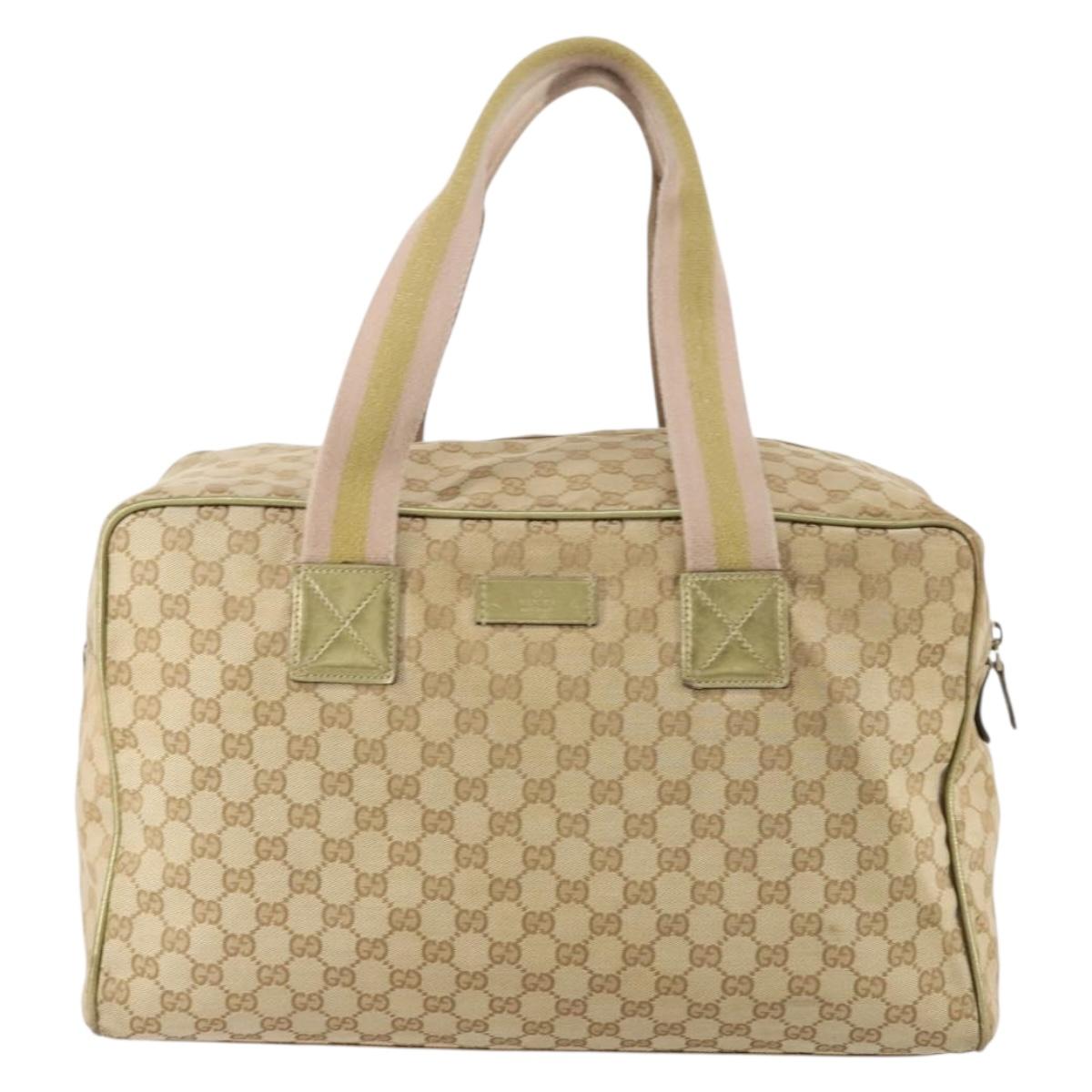 GUCCI GG Canvas Sherry Line Boston Bag Beige Gold 153240 Auth 147774