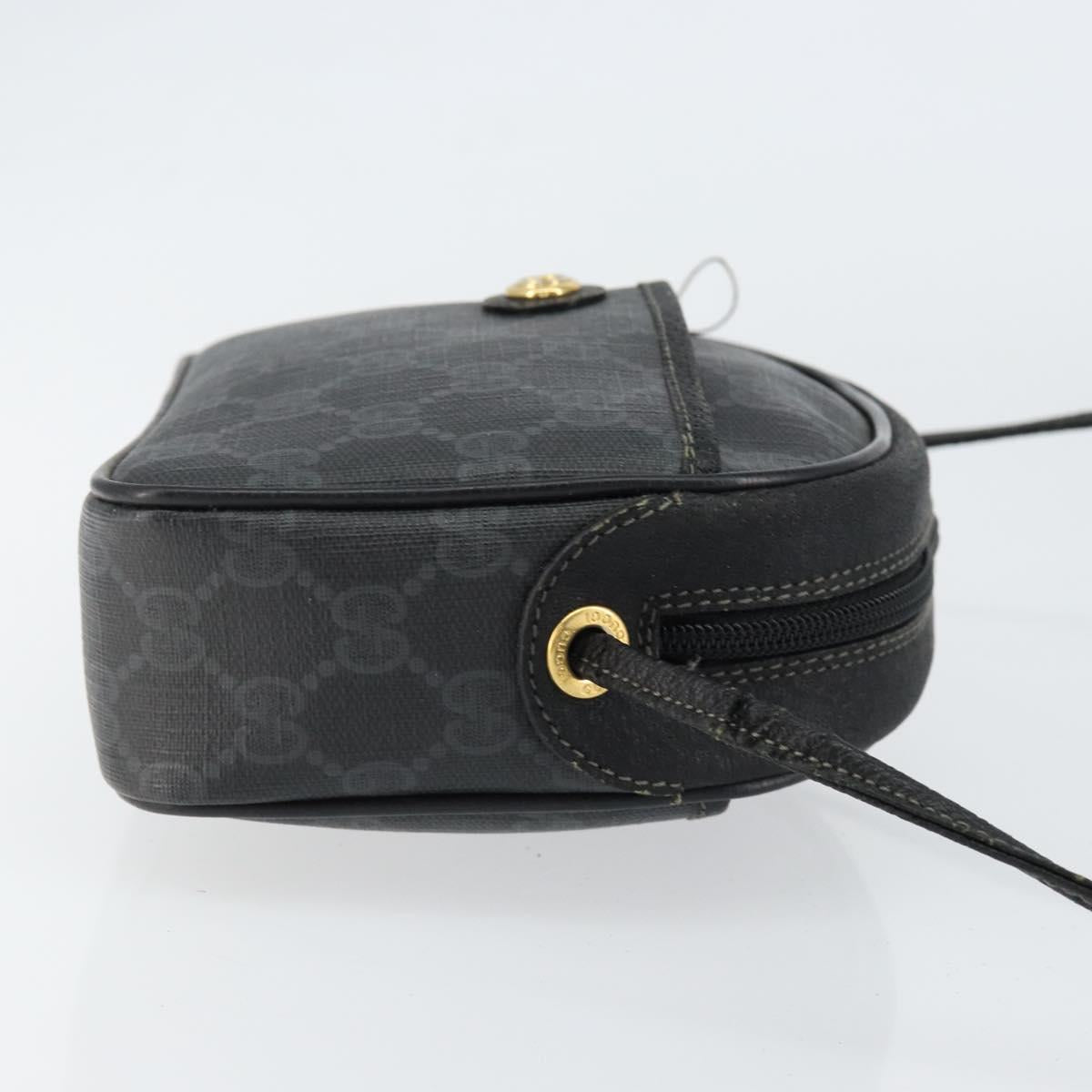 GUCCI GG Supreme Shoulder Bag PVC Black Gold 116 02 607 Auth 147775