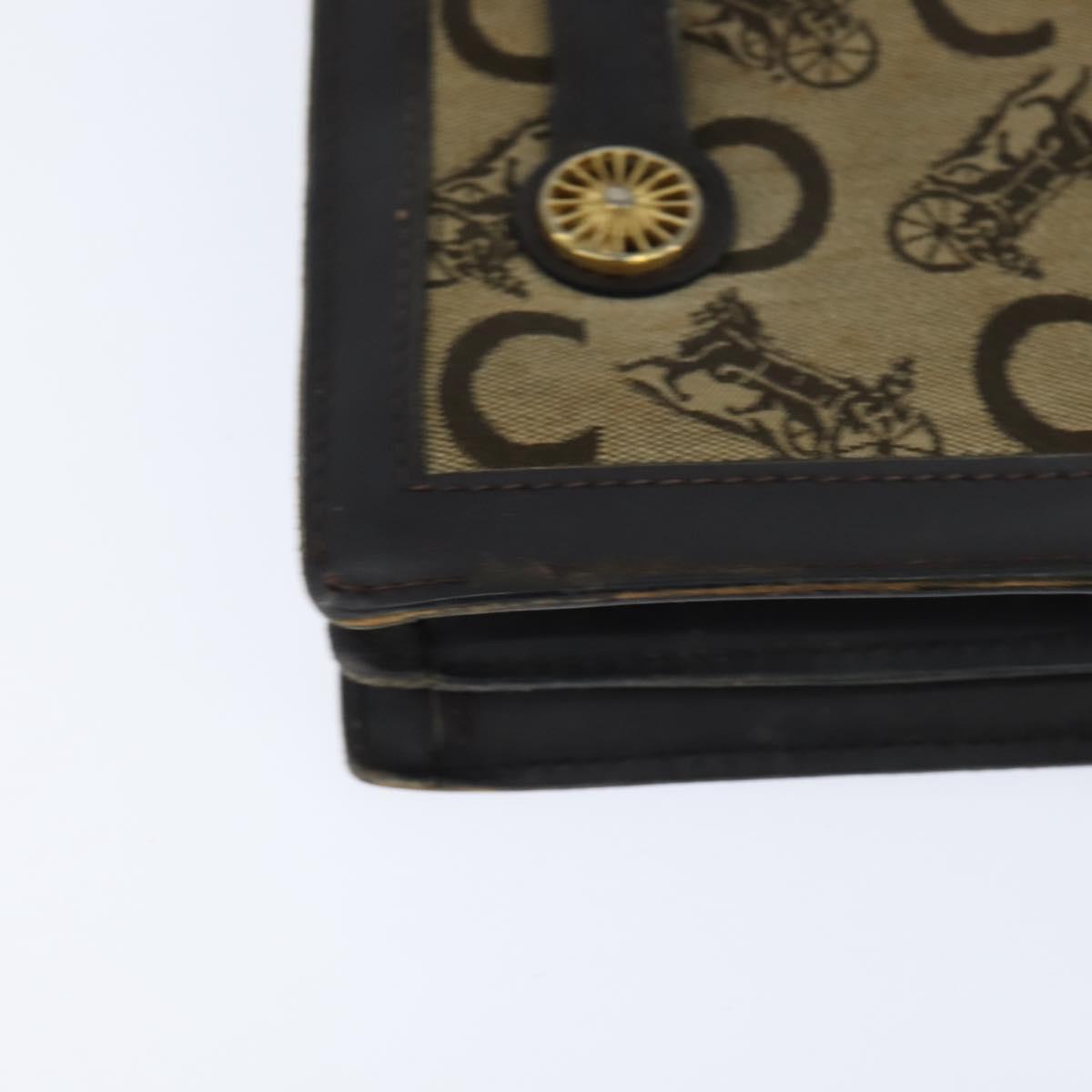 CELINE C Sulky Hand Bag Canvas Leather Brown Gold Auth 147776