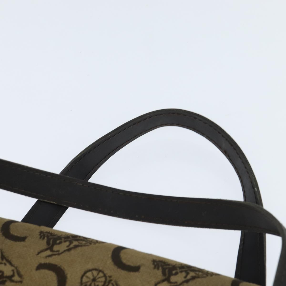 CELINE C Sulky Hand Bag Canvas Leather Brown Gold Auth 147776