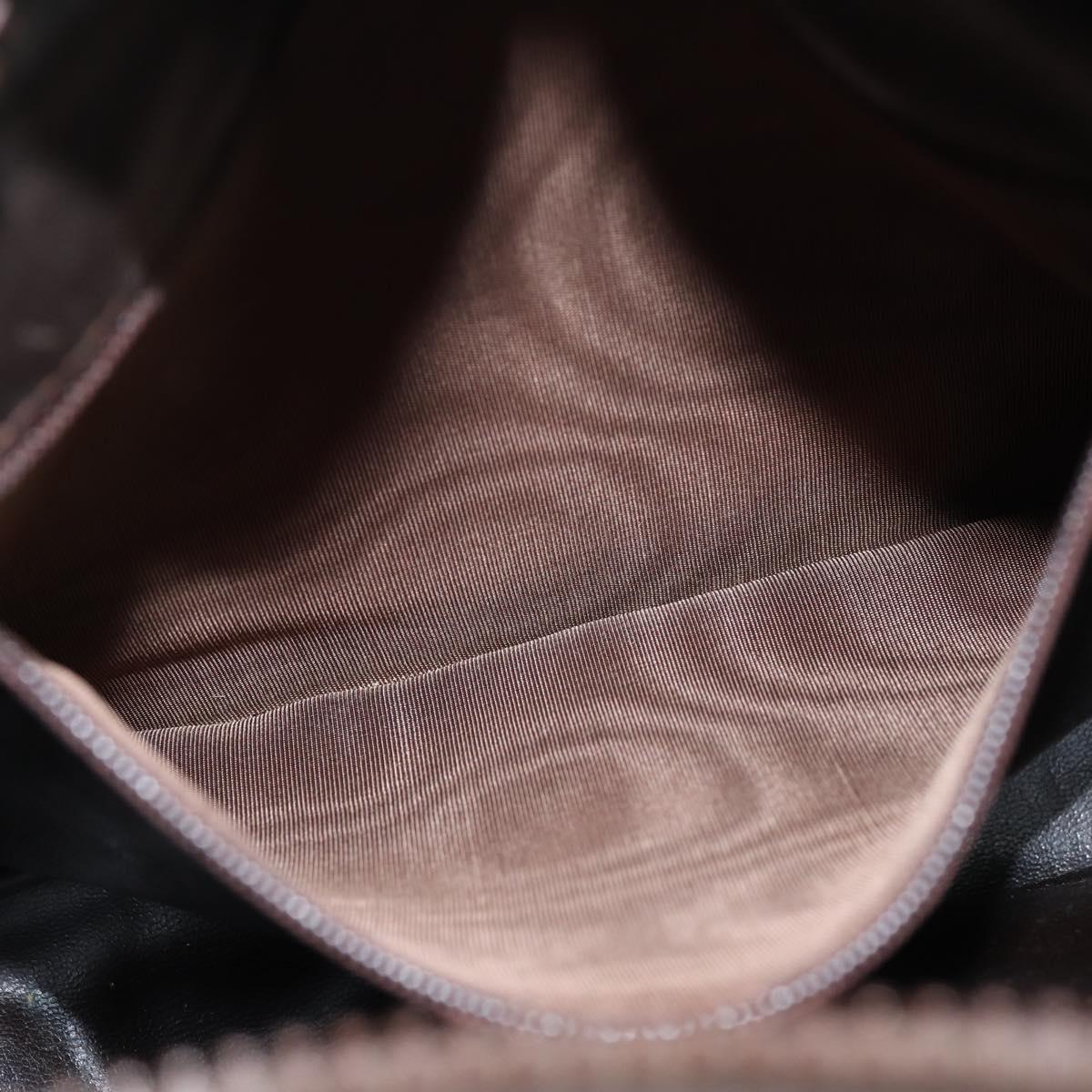 CELINE Macadam Canvas Shoulder Bag Suede Brown Gold Auth 147778