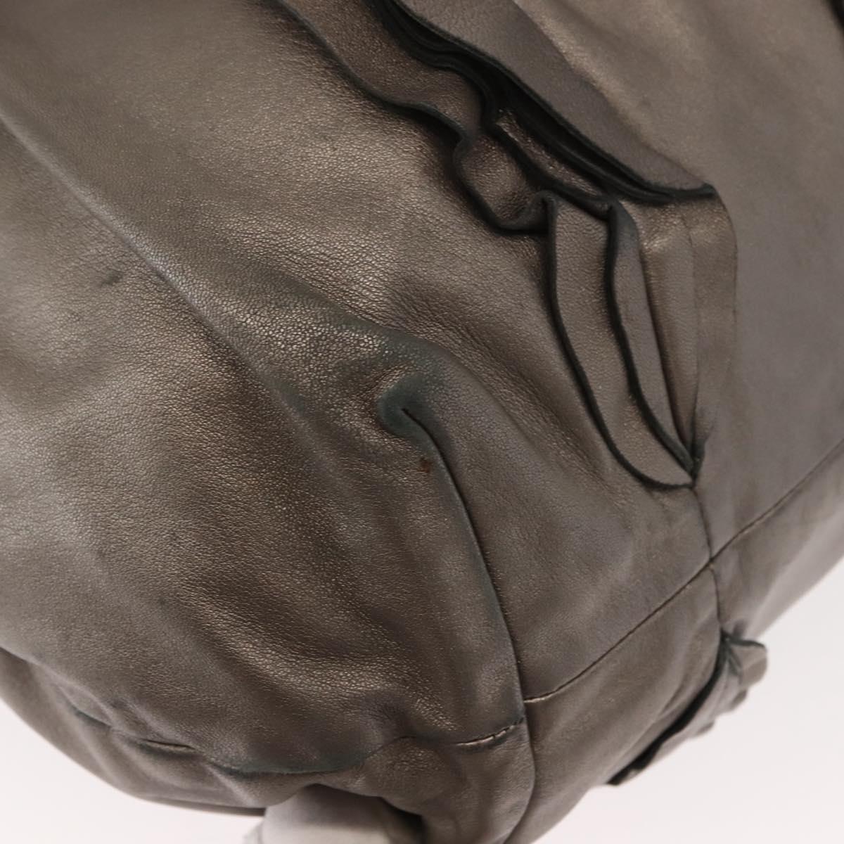 PRADA Shoulder Bag Leather Silver Auth 147780