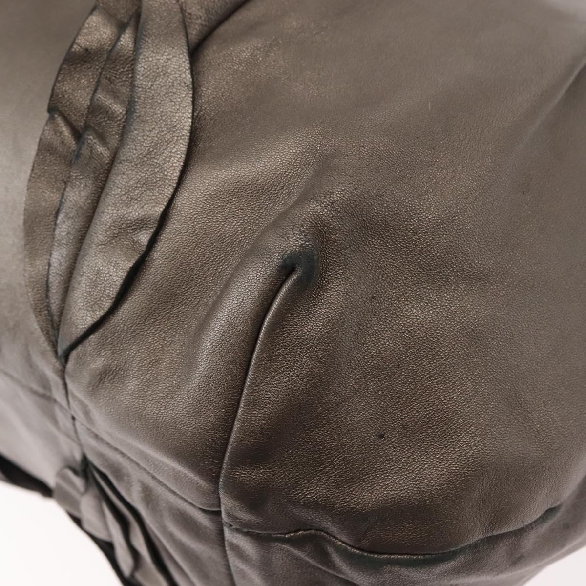 PRADA Shoulder Bag Leather Silver Auth 147780