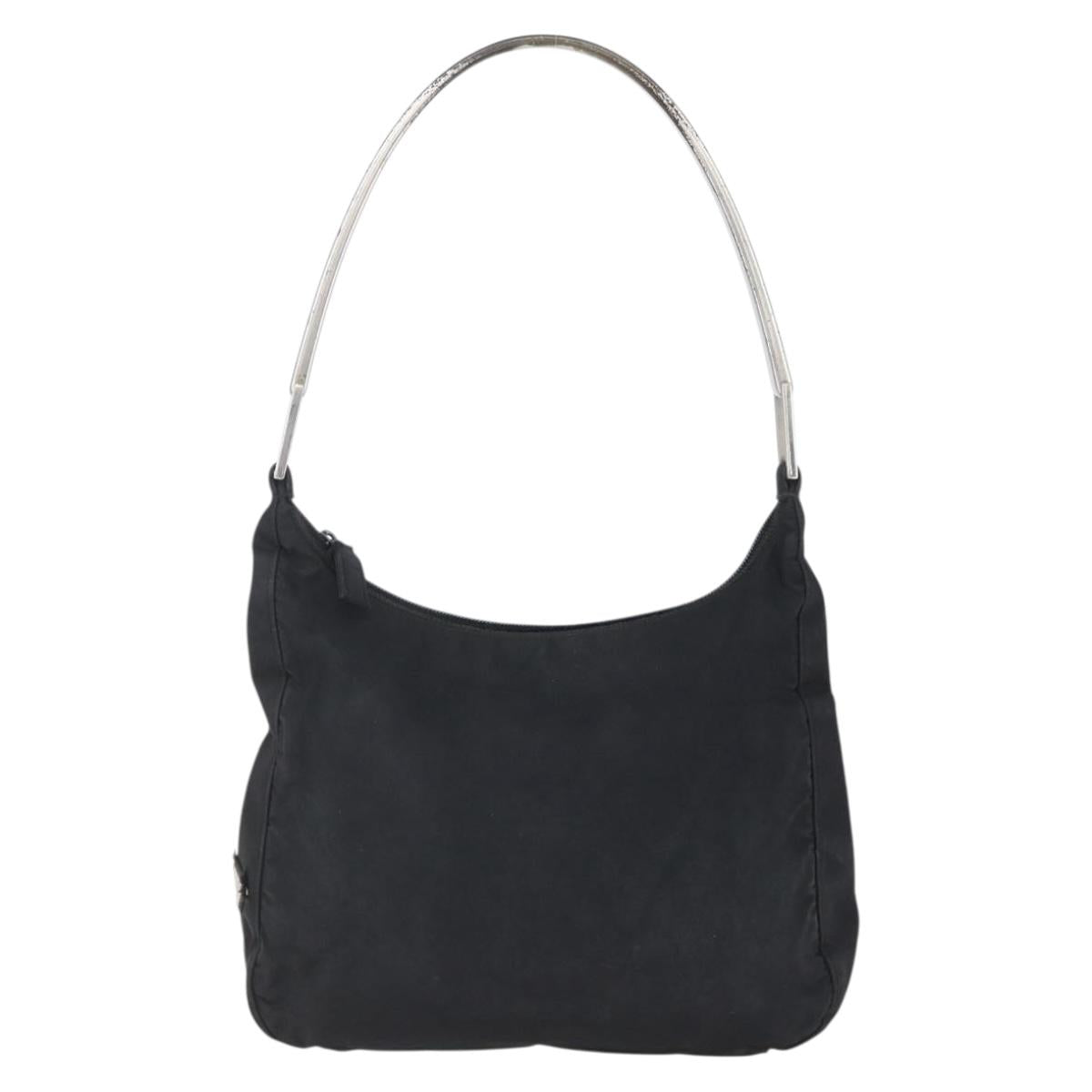 PRADA Shoulder Bag Nylon plastic Black Silver Auth 147781