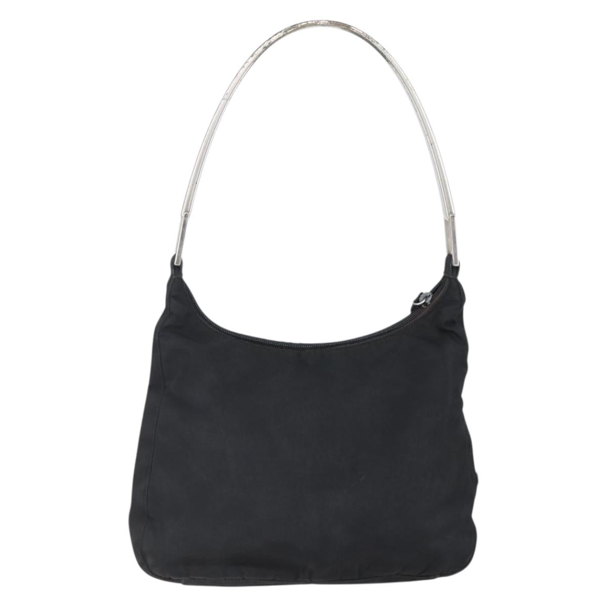 PRADA Shoulder Bag Nylon plastic Black Silver Auth 147781