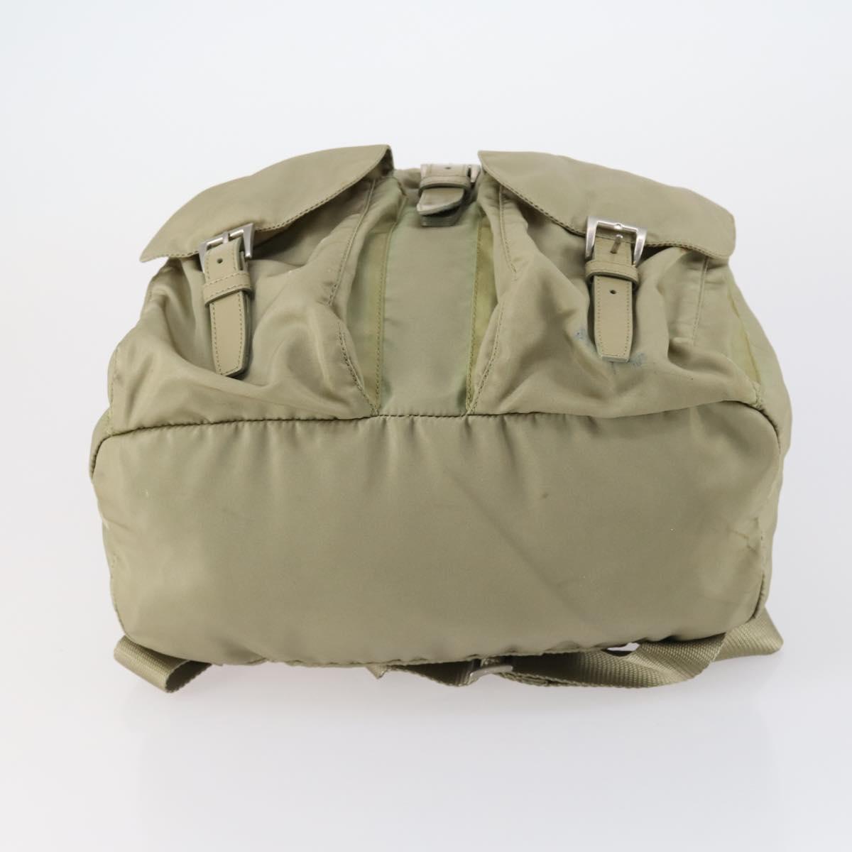 PRADA Backpack Nylon Beige Silver Auth 147783