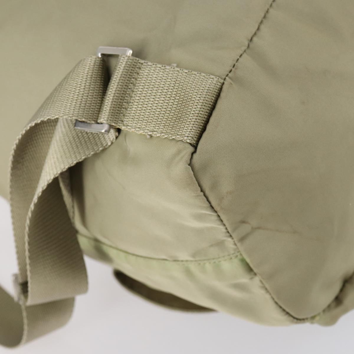 PRADA Backpack Nylon Beige Silver Auth 147783