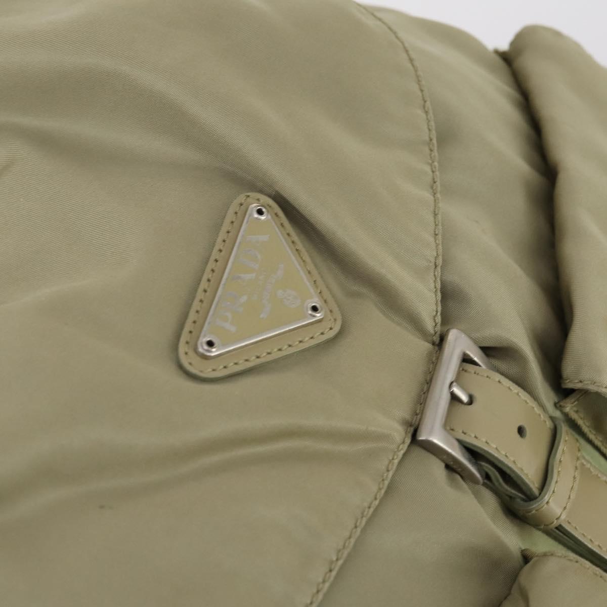 PRADA Backpack Nylon Beige Silver Auth 147783