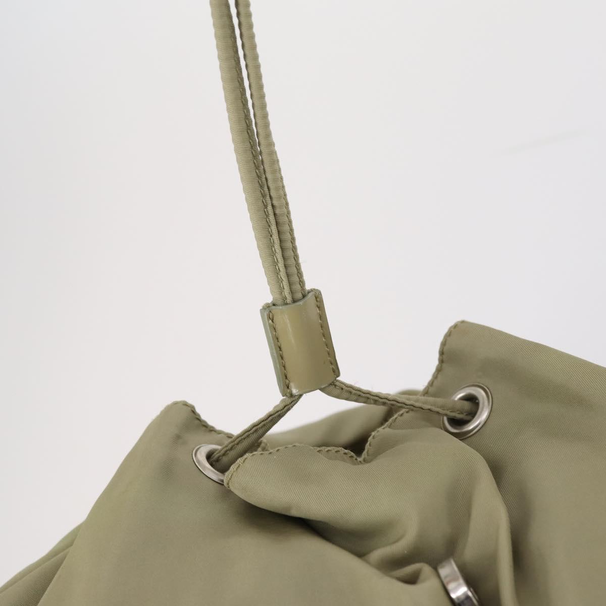 PRADA Backpack Nylon Beige Silver Auth 147783