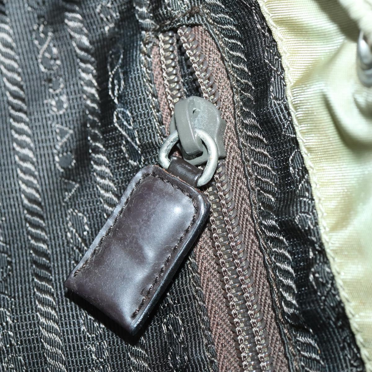 PRADA Backpack Nylon Beige Silver Auth 147783