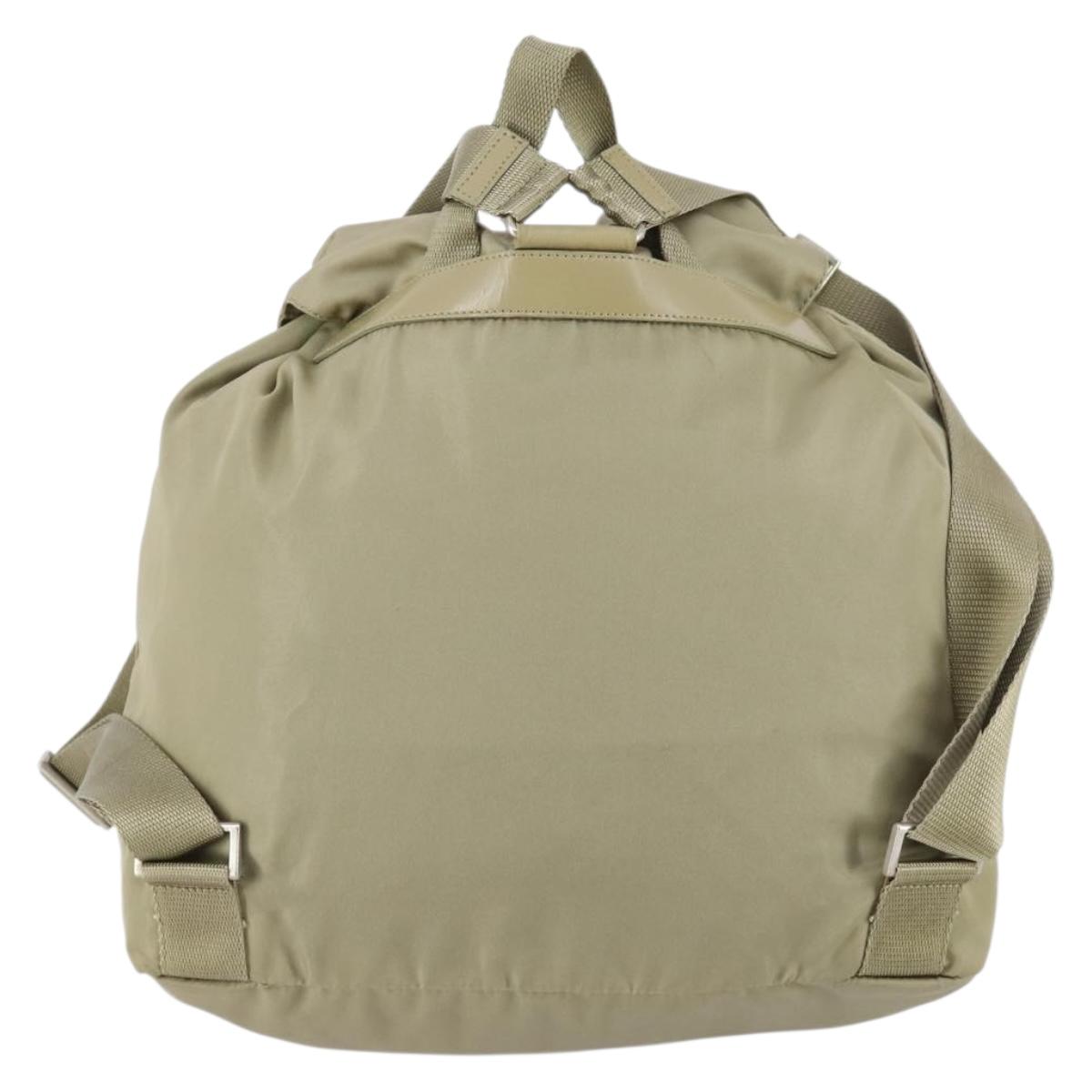 PRADA Backpack Nylon Beige Silver Auth 147783