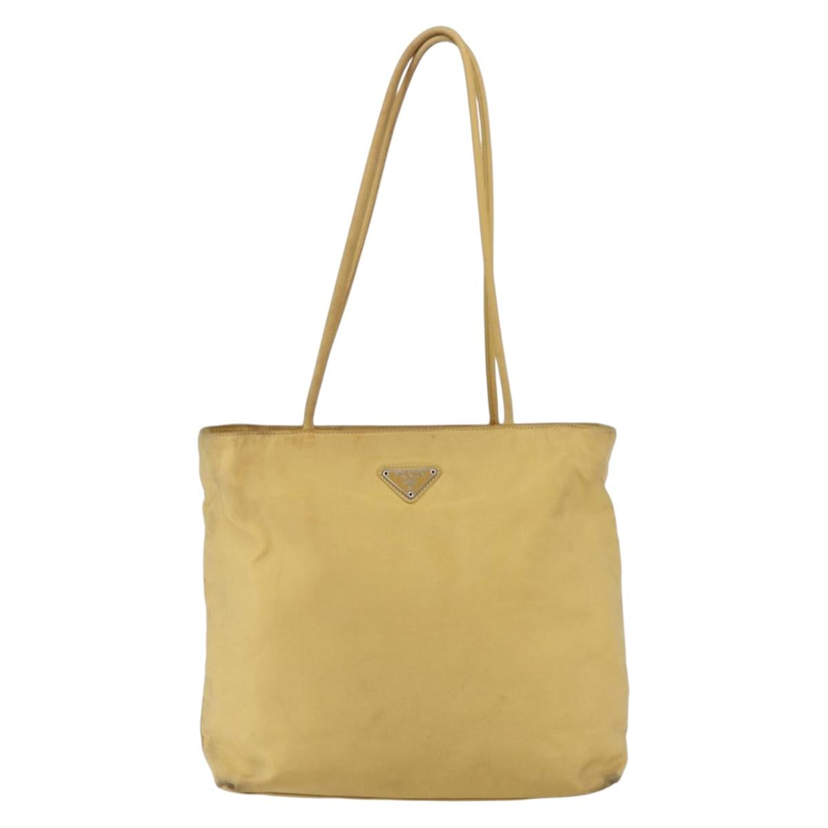 PRADA Tote Bag Nylon Yellow Silver Auth 147784