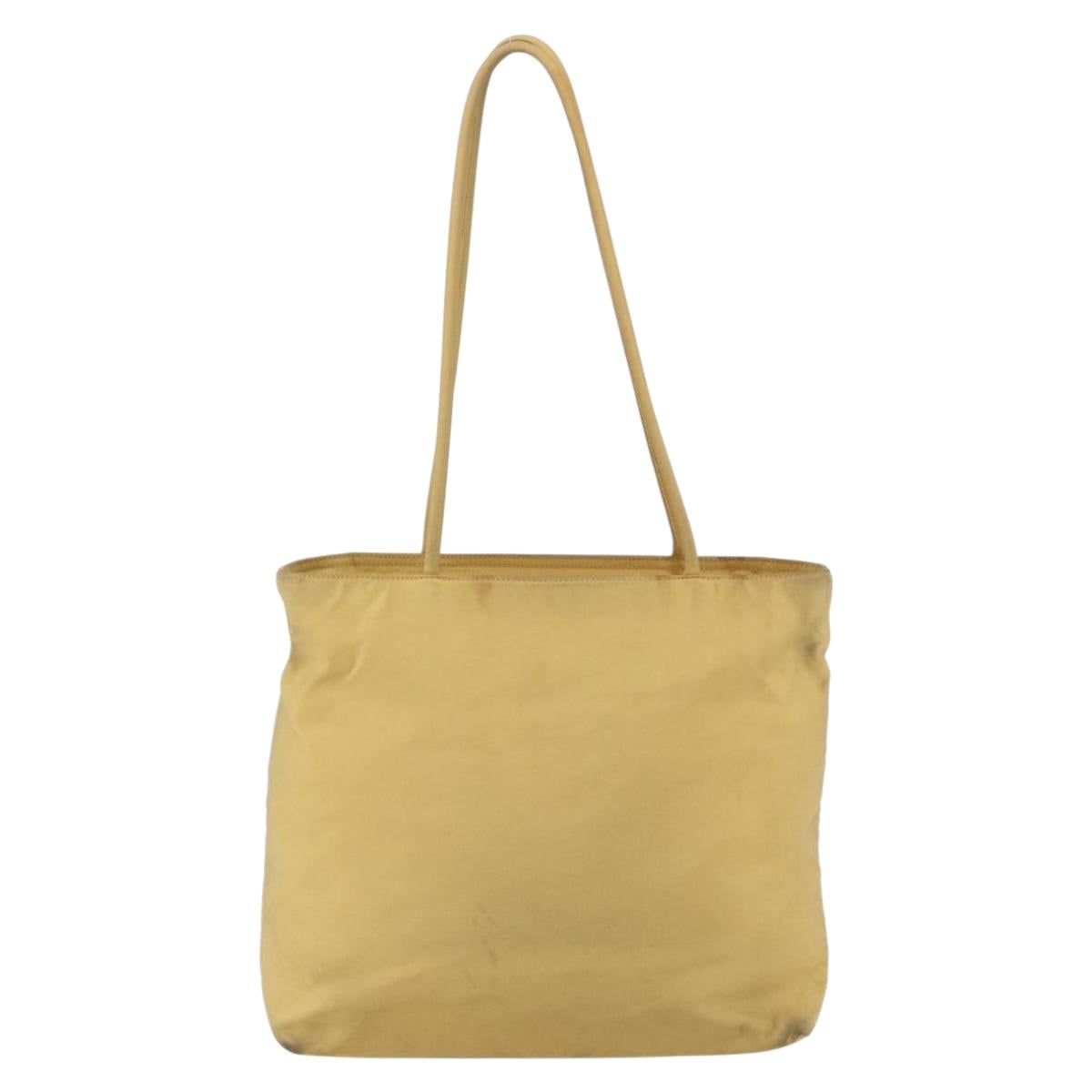 PRADA Tote Bag Nylon Yellow Silver Auth 147784