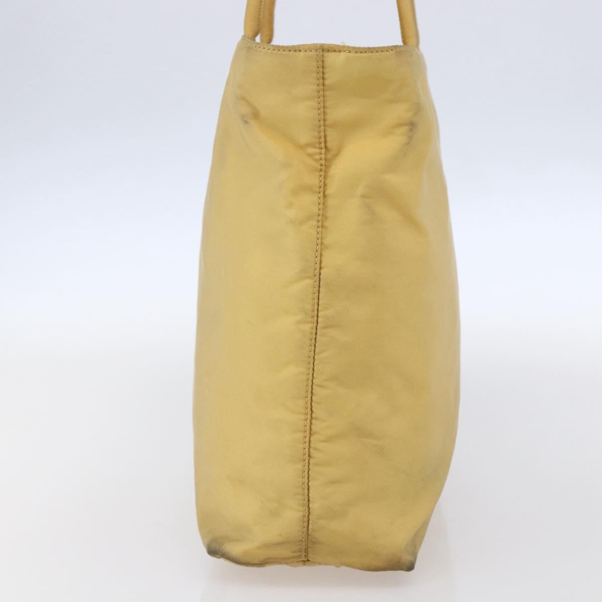 PRADA Tote Bag Nylon Yellow Silver Auth 147784