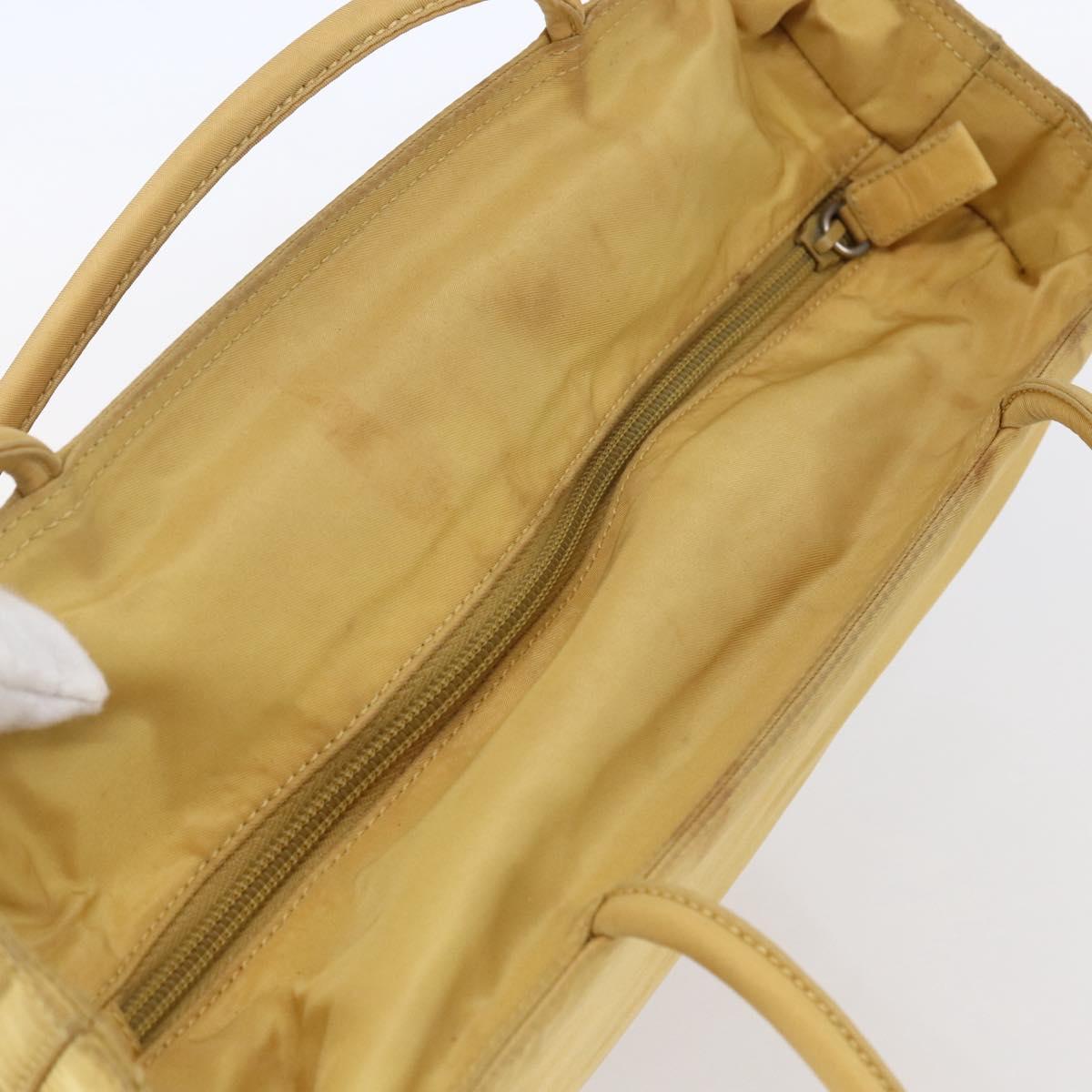 PRADA Tote Bag Nylon Yellow Silver Auth 147784