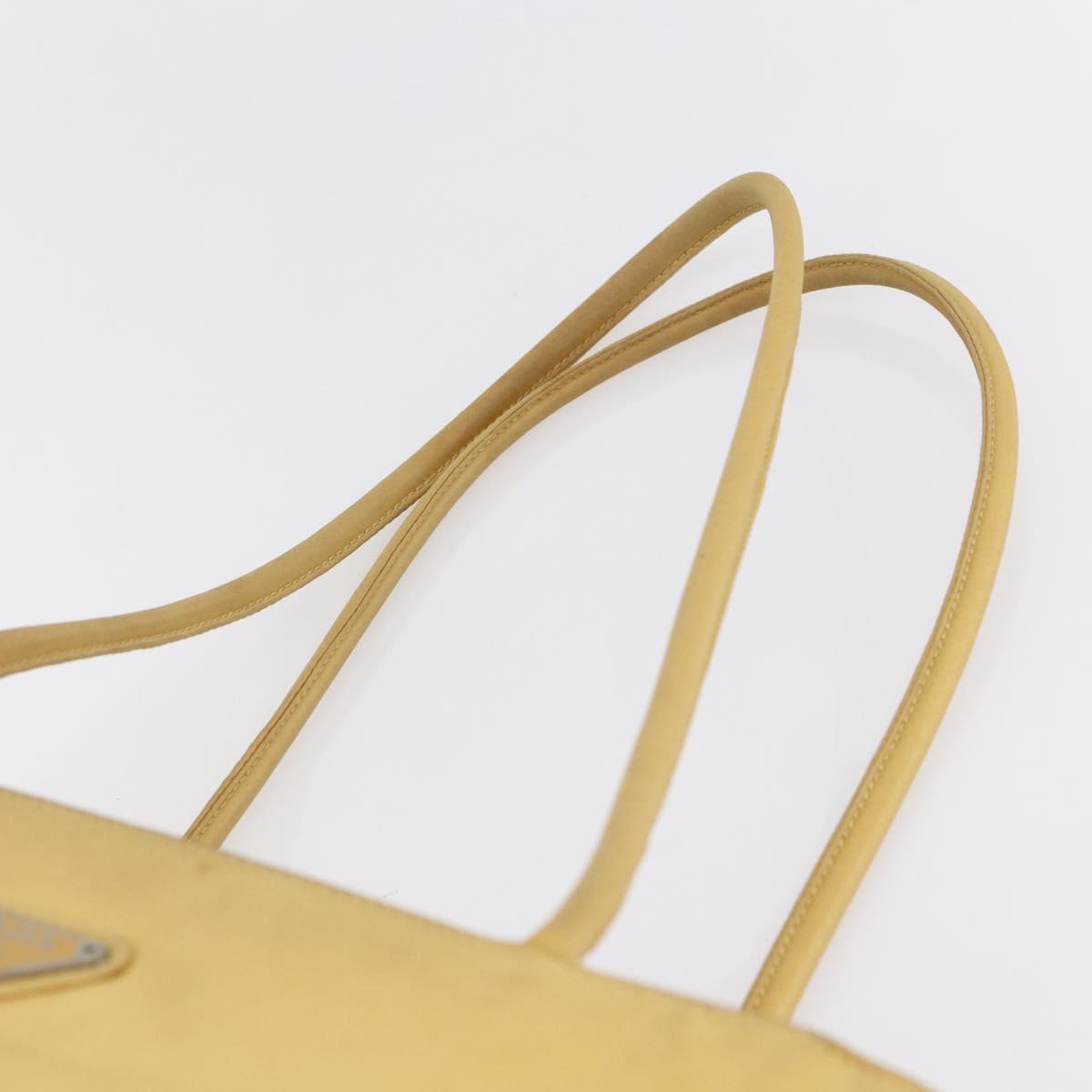 PRADA Tote Bag Nylon Yellow Silver Auth 147784