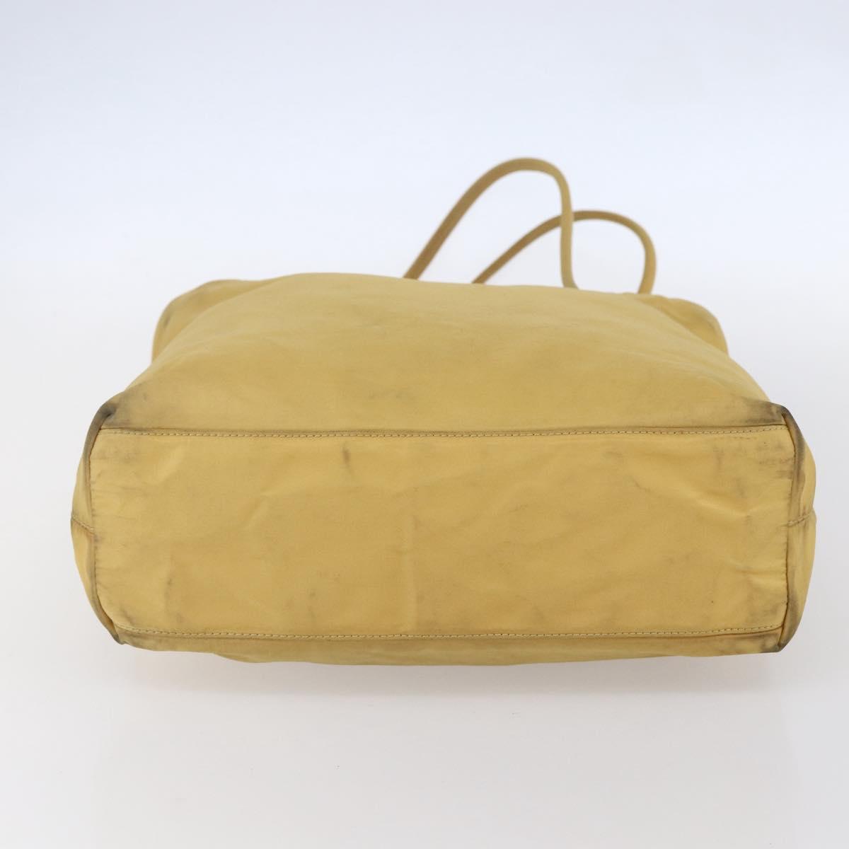 PRADA Tote Bag Nylon Yellow Silver Auth 147784