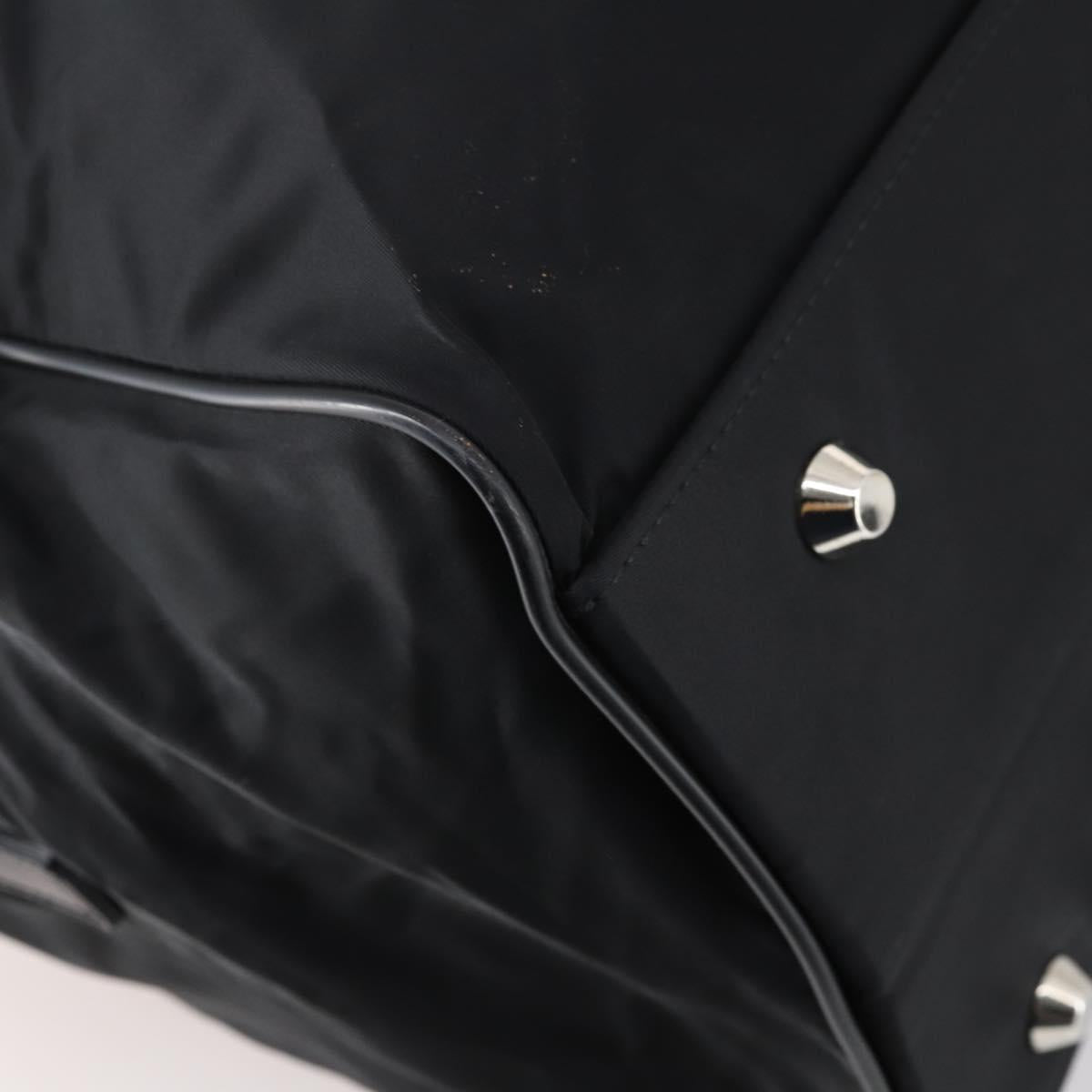 PRADA Boston Bag Nylon Leather 2way Black Silver Auth 147786