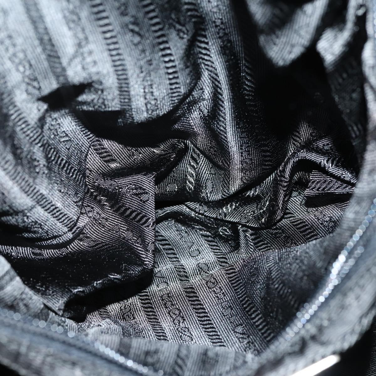 PRADA Boston Bag Nylon Leather 2way Black Silver Auth 147786