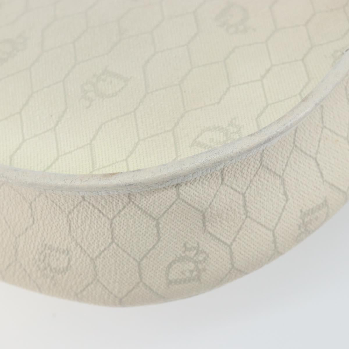 Christian Dior Honeycomb Canvas Chain Shoulder Bag PVC White Gold Auth 147788