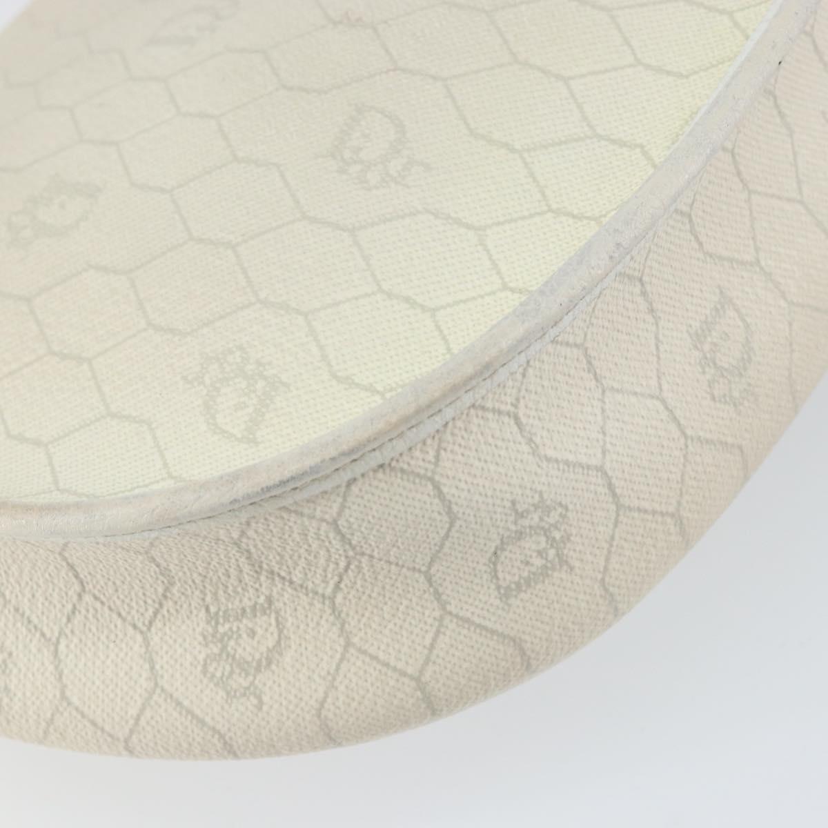 Christian Dior Honeycomb Canvas Chain Shoulder Bag PVC White Gold Auth 147788