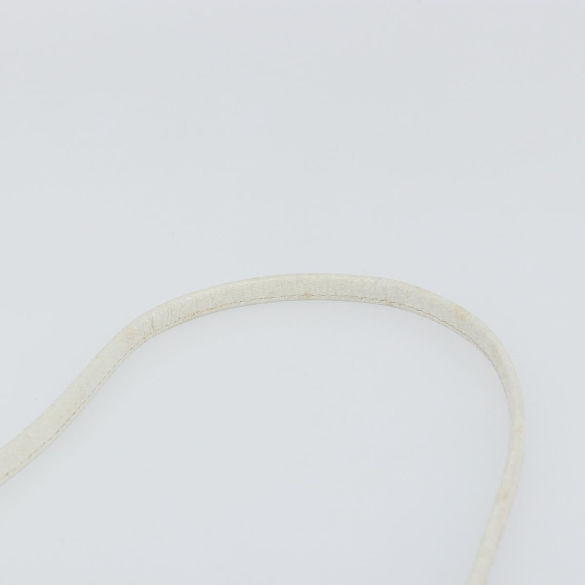 Christian Dior Honeycomb Canvas Chain Shoulder Bag PVC White Gold Auth 147788