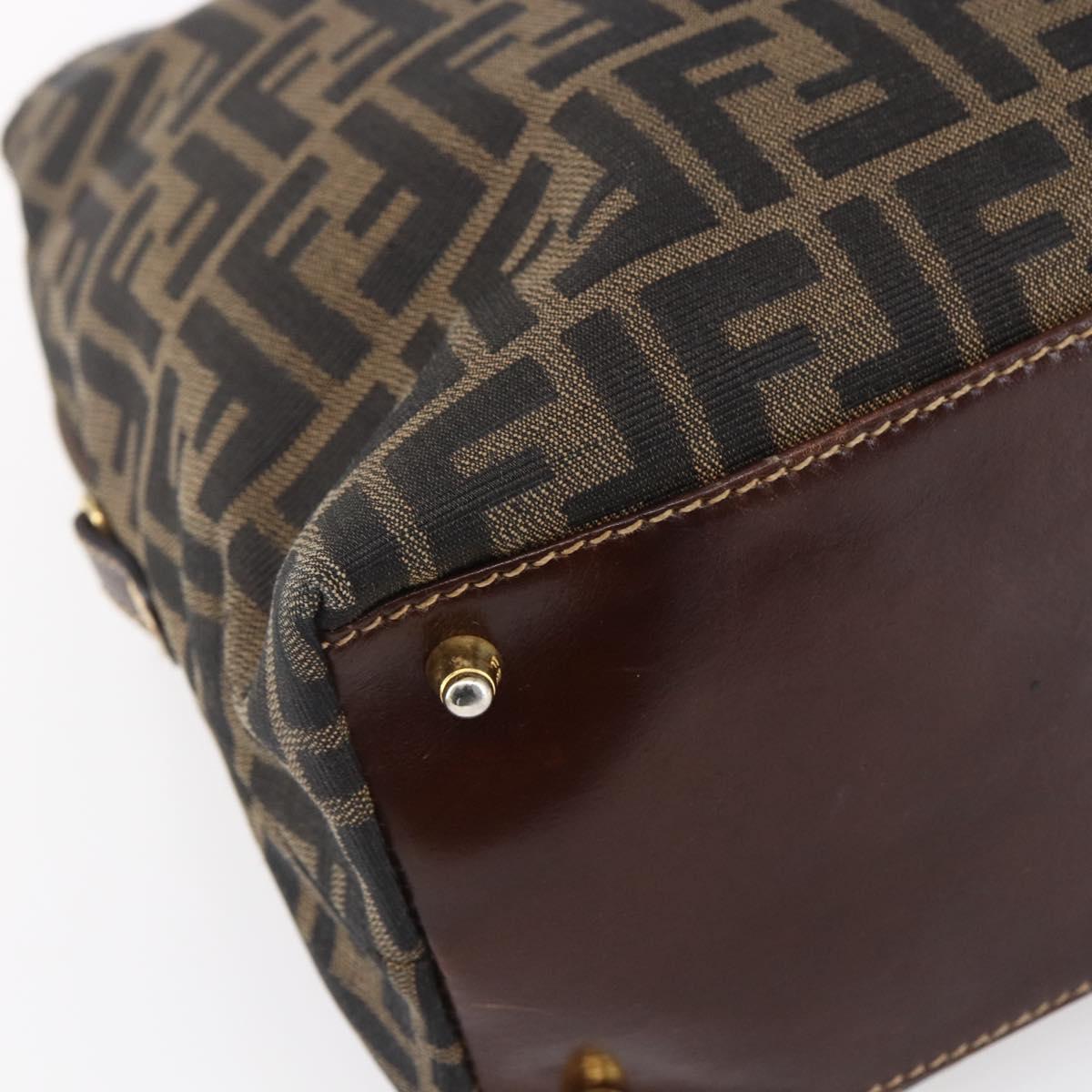 FENDI Zucca Canvas Mamma Baguette Hand Bag Black Brown Silver Auth 147791