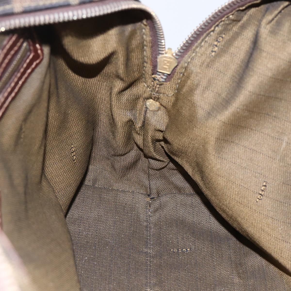 FENDI Zucca Canvas Mamma Baguette Hand Bag Black Brown Silver Auth 147791