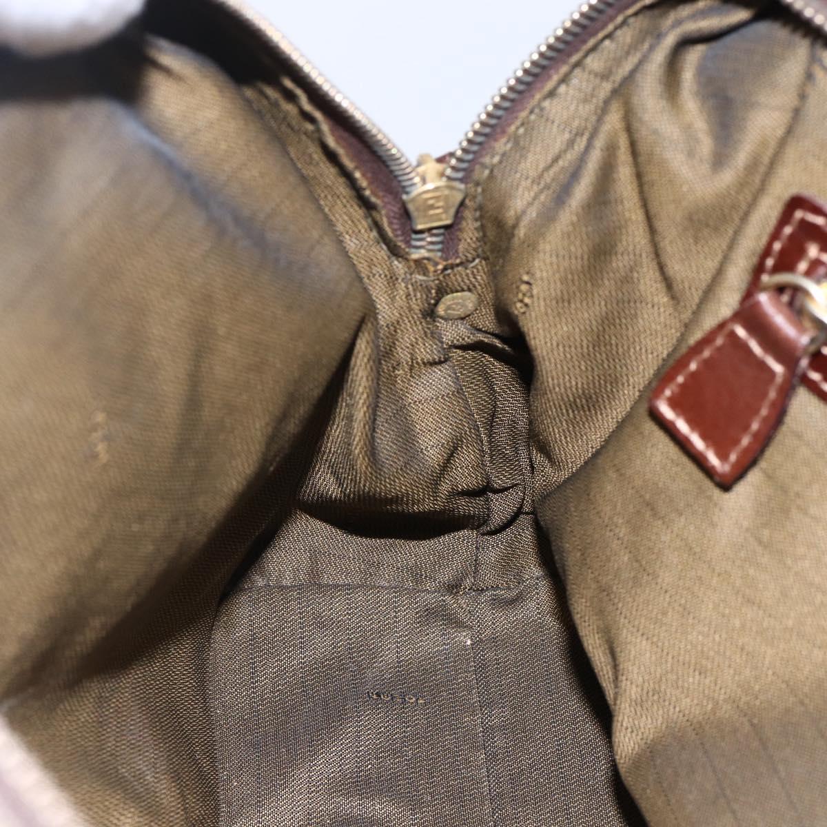 FENDI Zucca Canvas Mamma Baguette Hand Bag Black Brown Silver Auth 147791