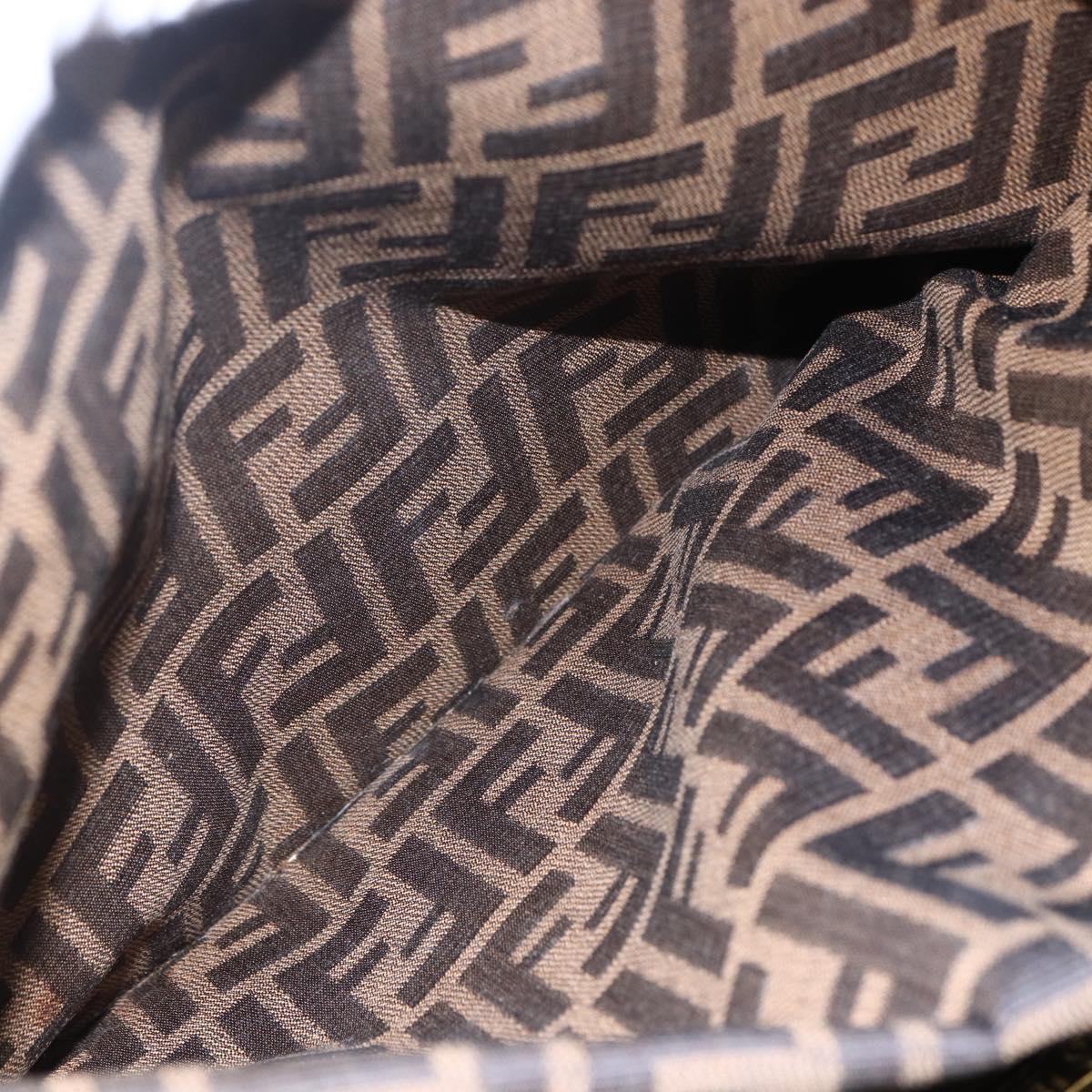 FENDI Zucca Canvas Mamma Baguette Hand Bag Black Brown Silver Auth 147791