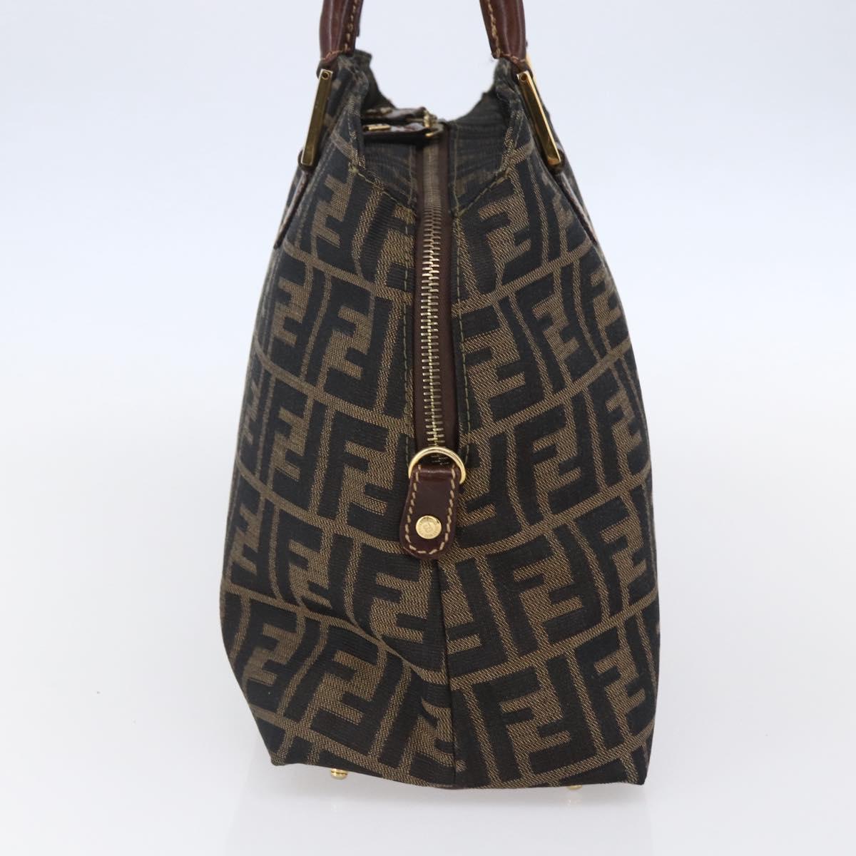 FENDI Zucca Canvas Mamma Baguette Hand Bag Black Brown Silver Auth 147791
