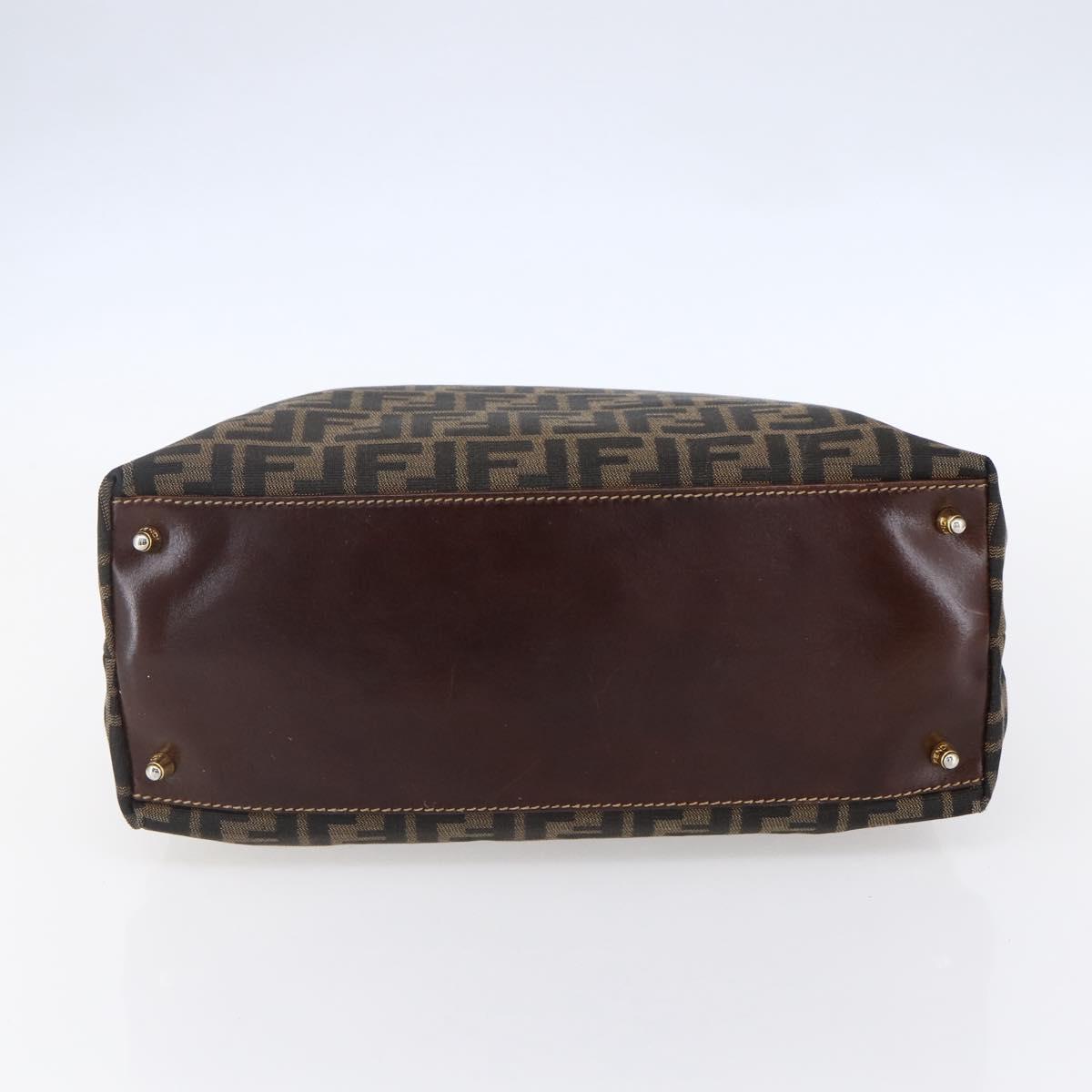 FENDI Zucca Canvas Mamma Baguette Hand Bag Black Brown Silver Auth 147791