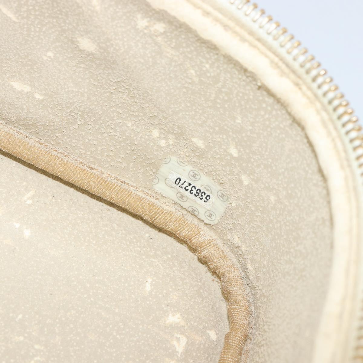 CHANEL Bicolore Vanity Bag Caviar Skin White Gold CC Auth 147795