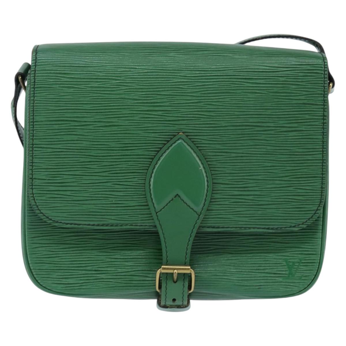 LOUIS VUITTON Epi Cartouchiere MM Shoulder Bag Green M52244 LV Auth 147850