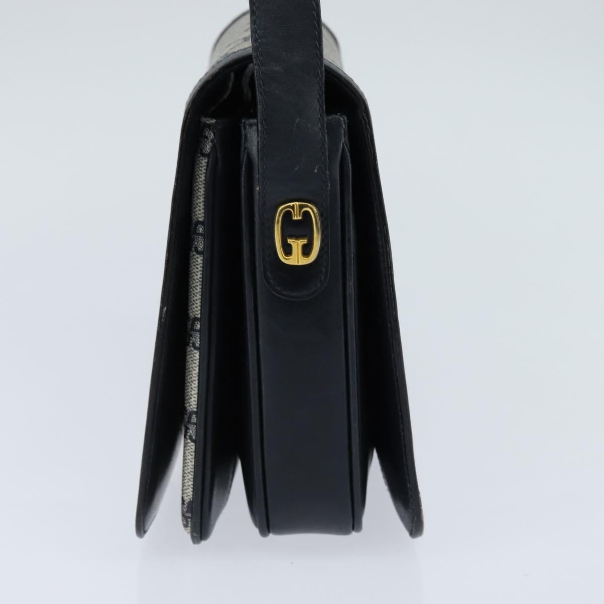 GUCCI GG Supreme Shoulder Bag PVC Navy Gold Auth 147854