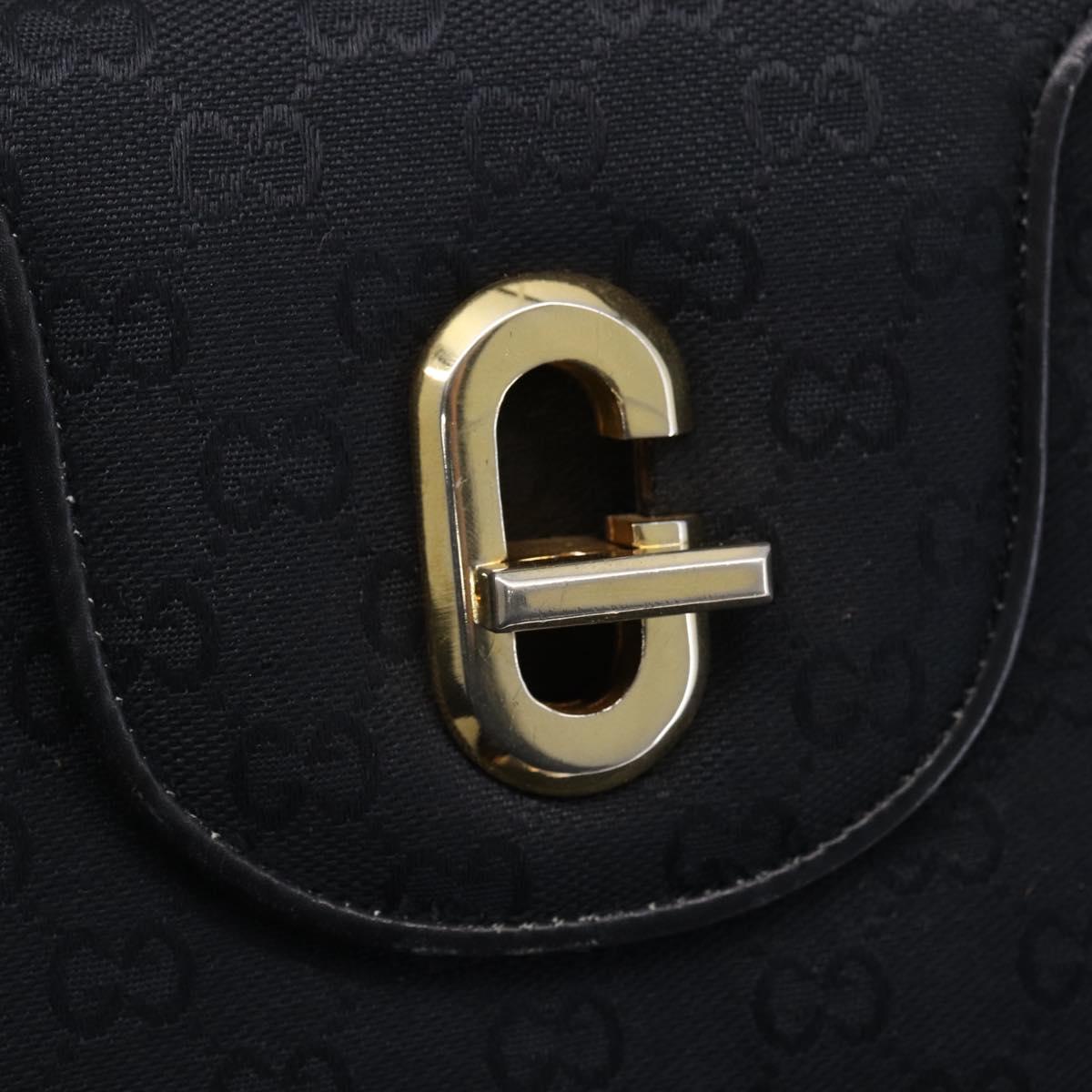 GUCCI GG Canvas Shoulder Bag Black Gold Auth 147856
