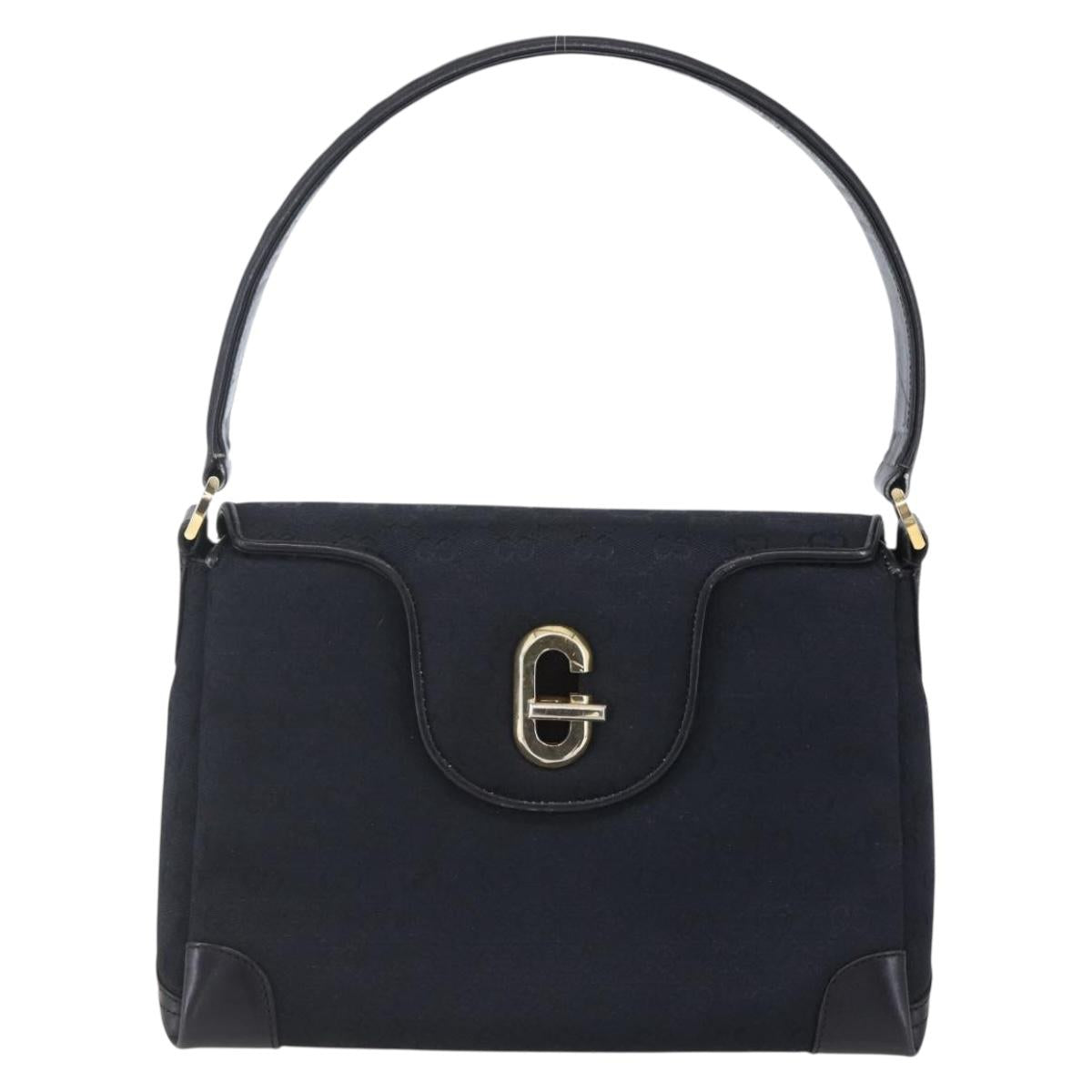 GUCCI GG Canvas Shoulder Bag Black Gold Auth 147856