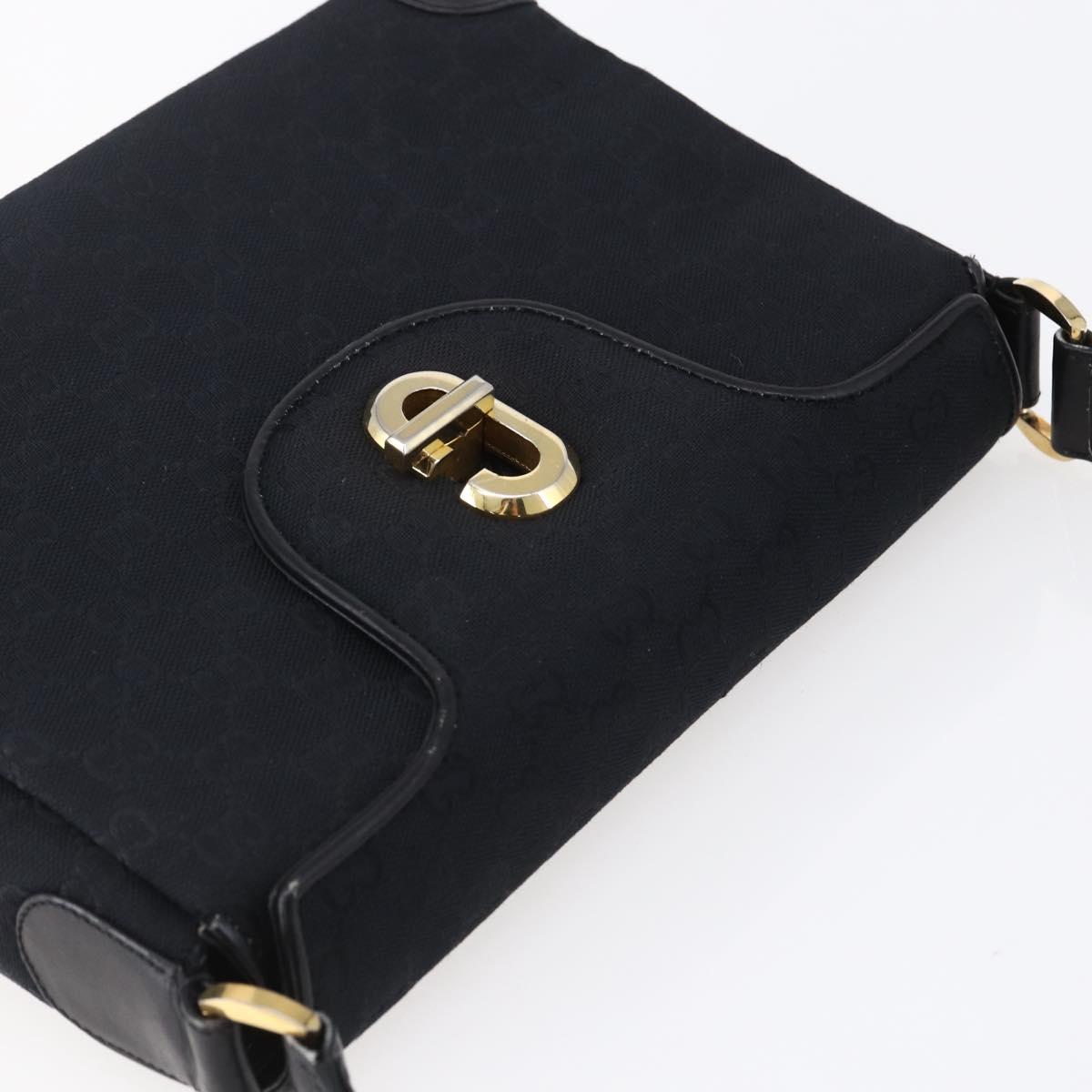 GUCCI GG Canvas Shoulder Bag Black Gold Auth 147856