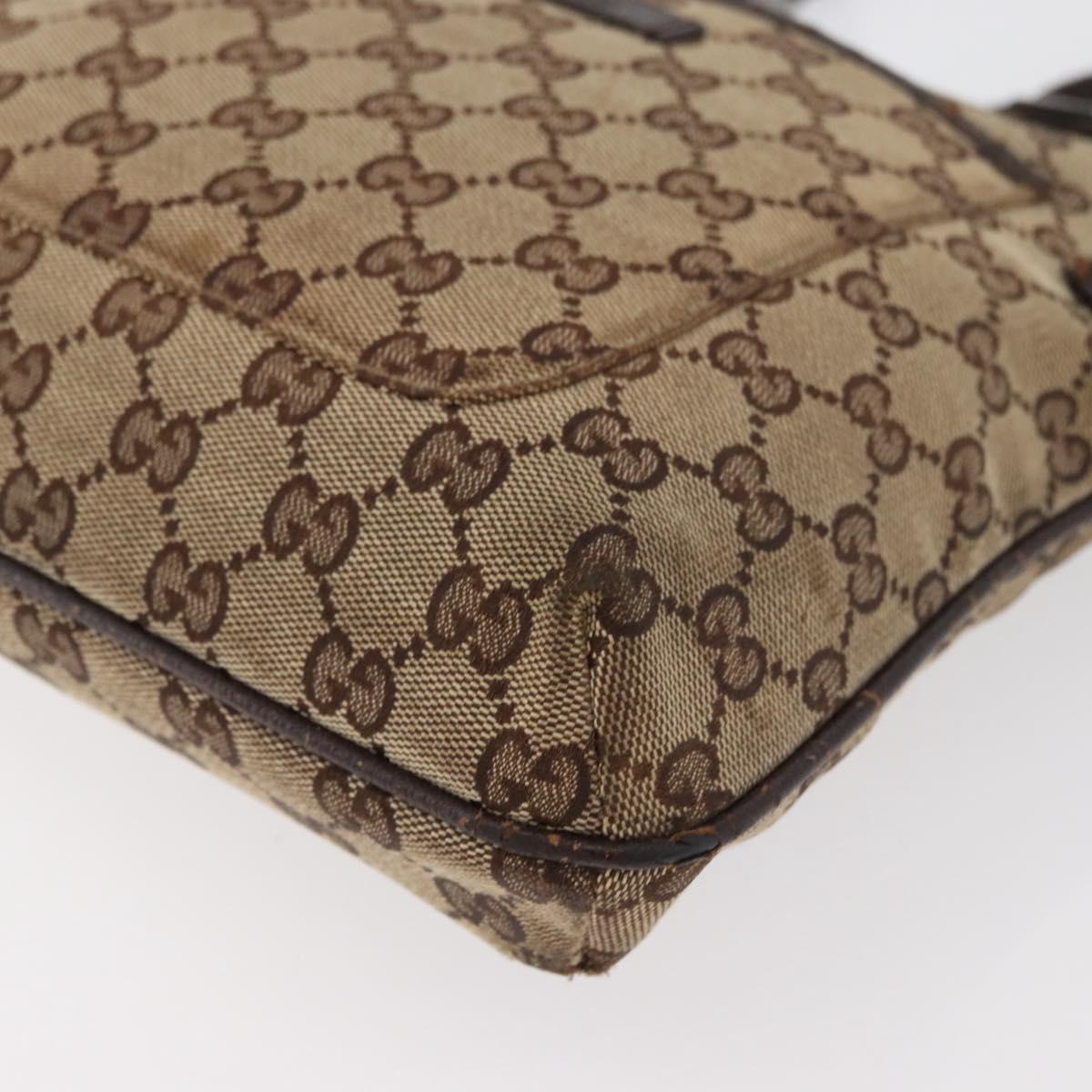 GUCCI GG Canvas Shoulder Bag Beige Silver 122793 Auth 147865